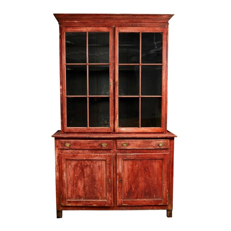 Late 19th Century Belgian Red Painted Bookcase For Sale at 1stdibs