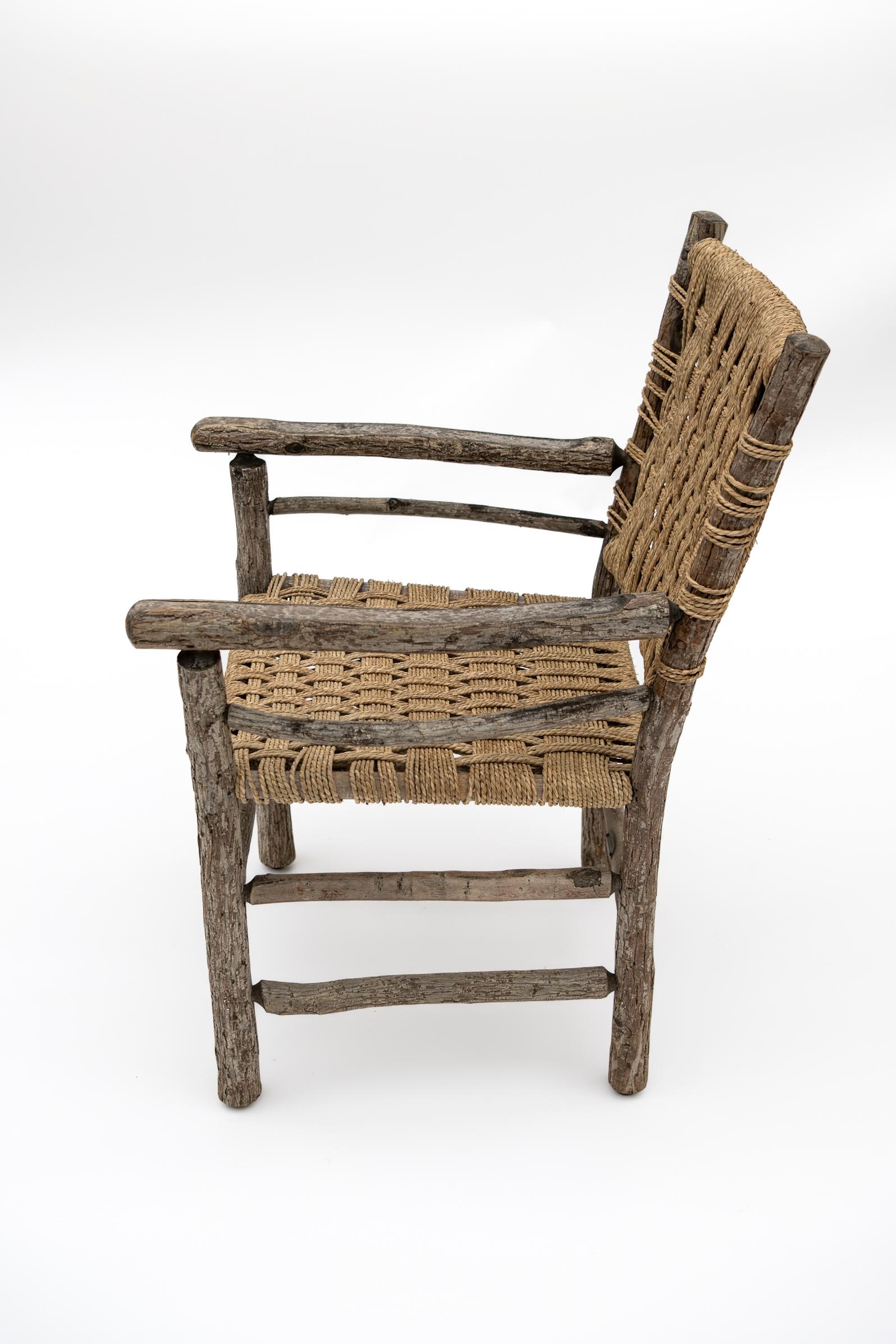 Late 19th Century Belgian Stick Farm Chair Newly Strung with Seagrass Signed For Sale 6