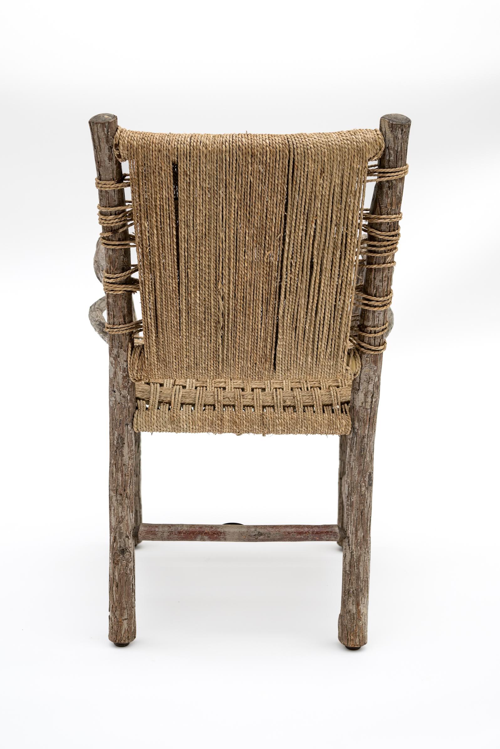 Late 19th Century Belgian Stick Farm Chair Newly Strung with Seagrass Signed For Sale 8