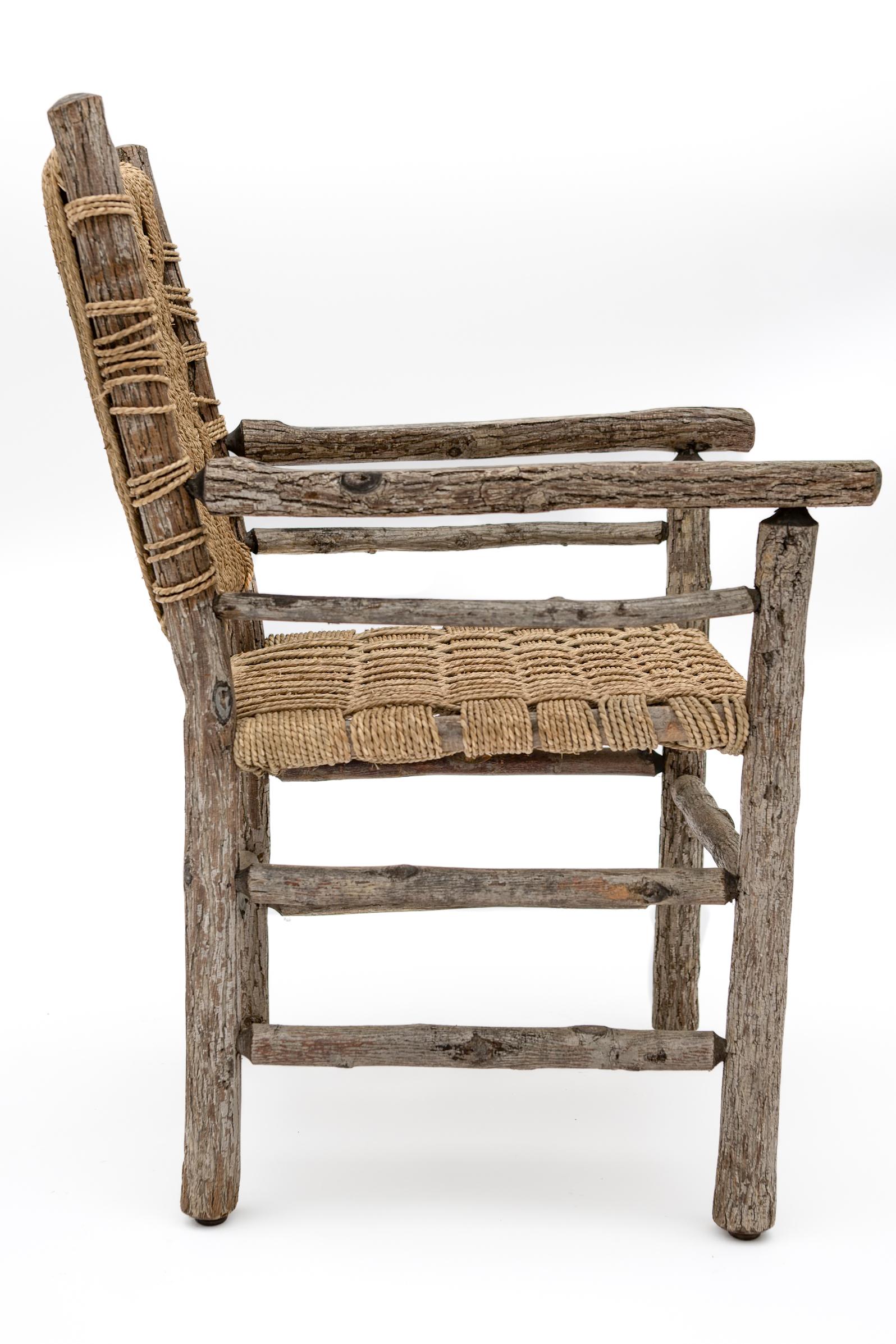 Late 19th Century Belgian Stick Farm Chair Newly Strung with Seagrass Signed For Sale 9