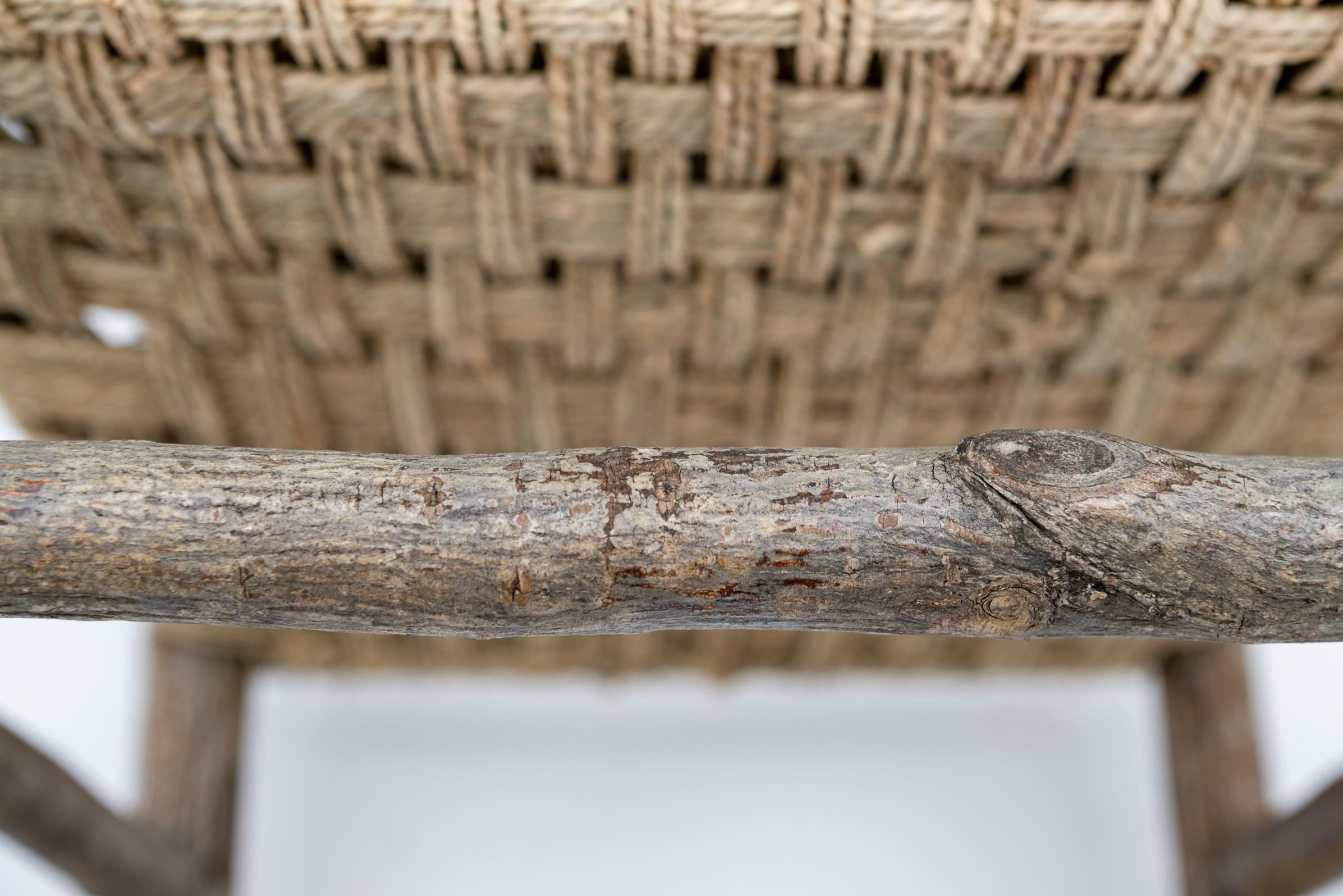 Late 19th Century Belgian Stick Farm Chair Newly Strung with Seagrass Signed For Sale 12