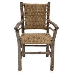 Late 19th Century Belgian Stick Farm Chair Newly Strung with Seagrass roping