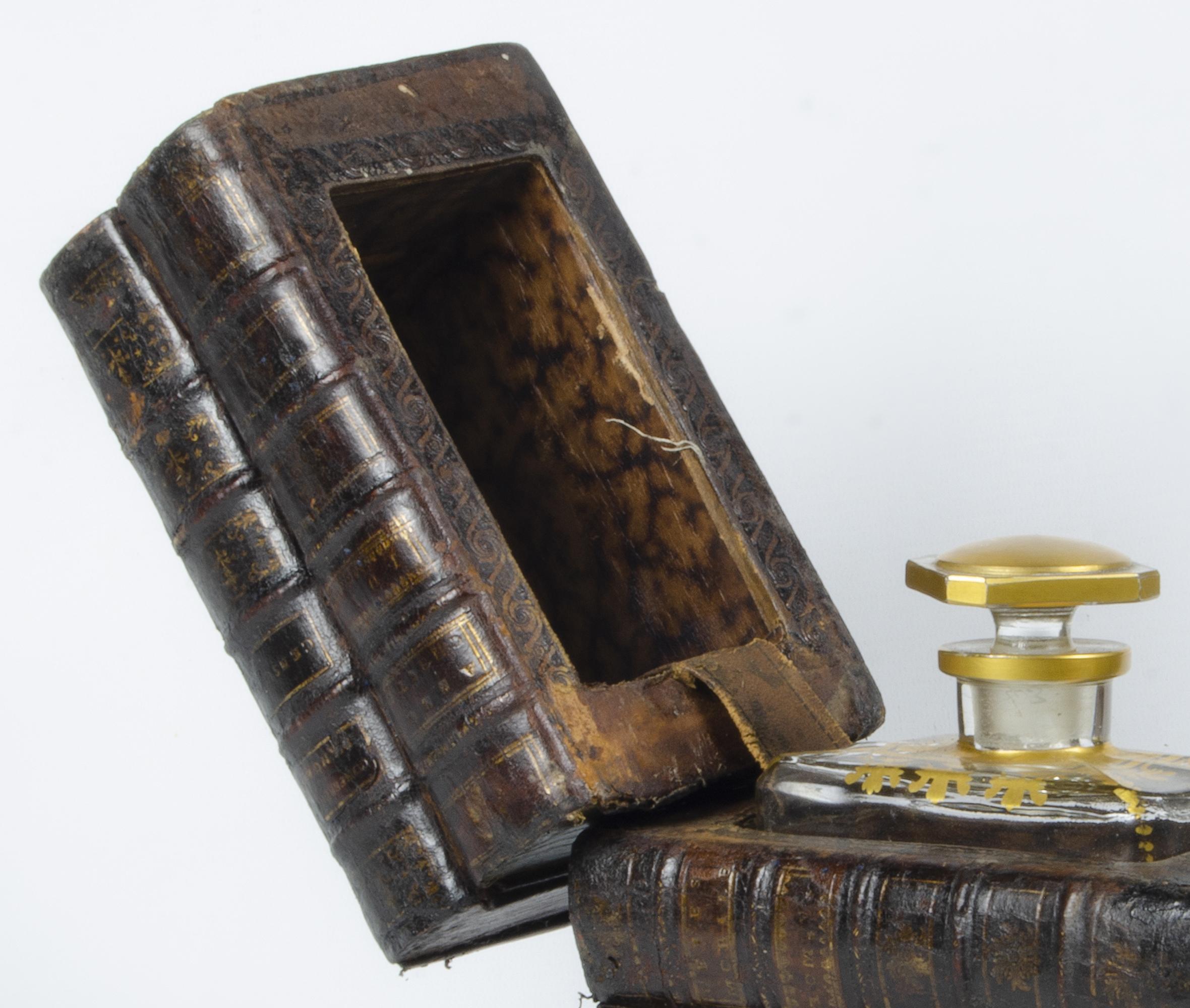 Estuche decantador con botella en forma de libro de la Belle Époque de finales del siglo XIX, Francia en venta 2