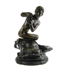 Late 19th Century Belle Époque Bronze Fisherman Sculpture by V. Gemito, Italy