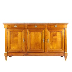Late 19th Century Biedermeier Style Credenza France, Solid Cherrywood Marble Top
