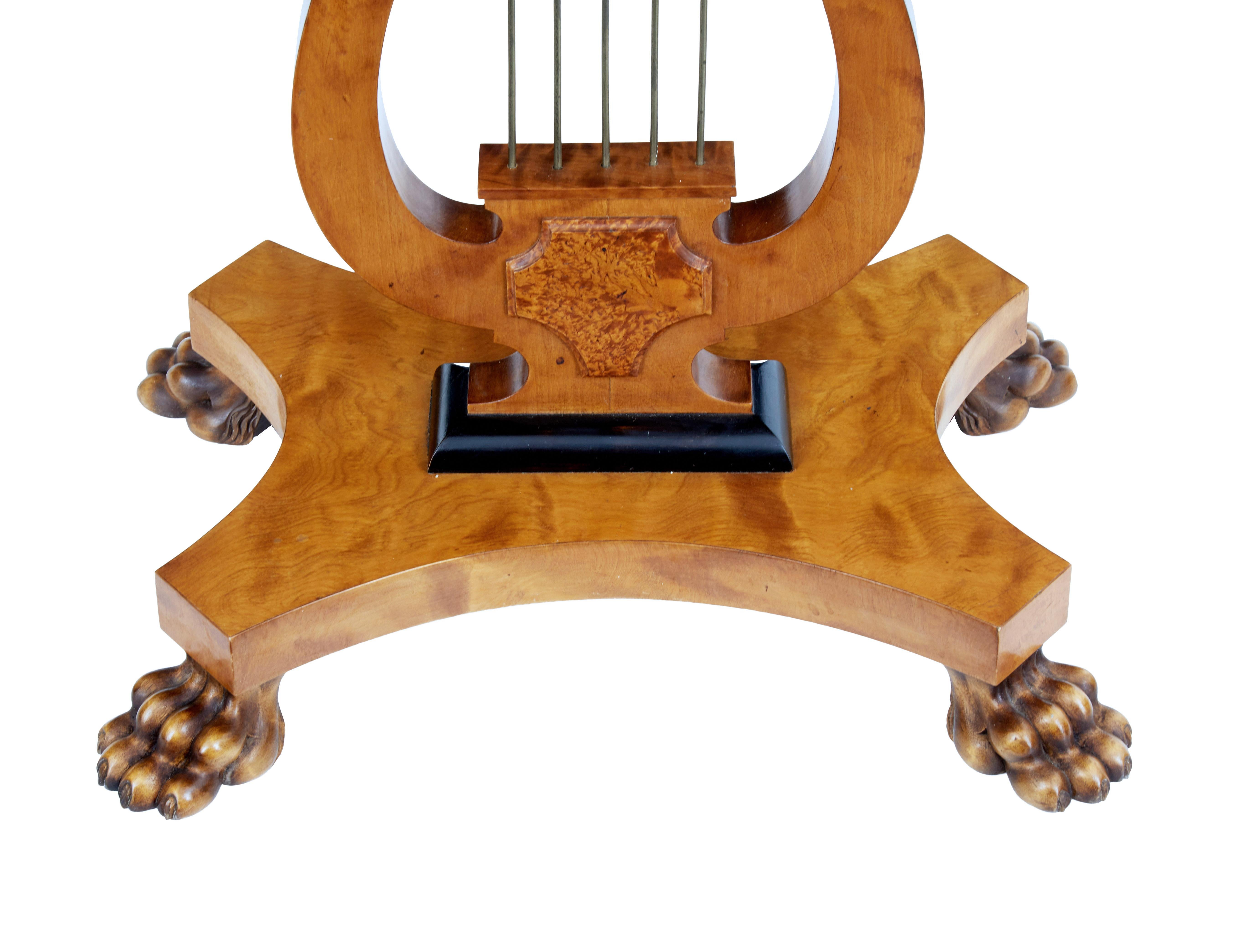 Late 19th Century Birch Lyre Form Occasional Table 1