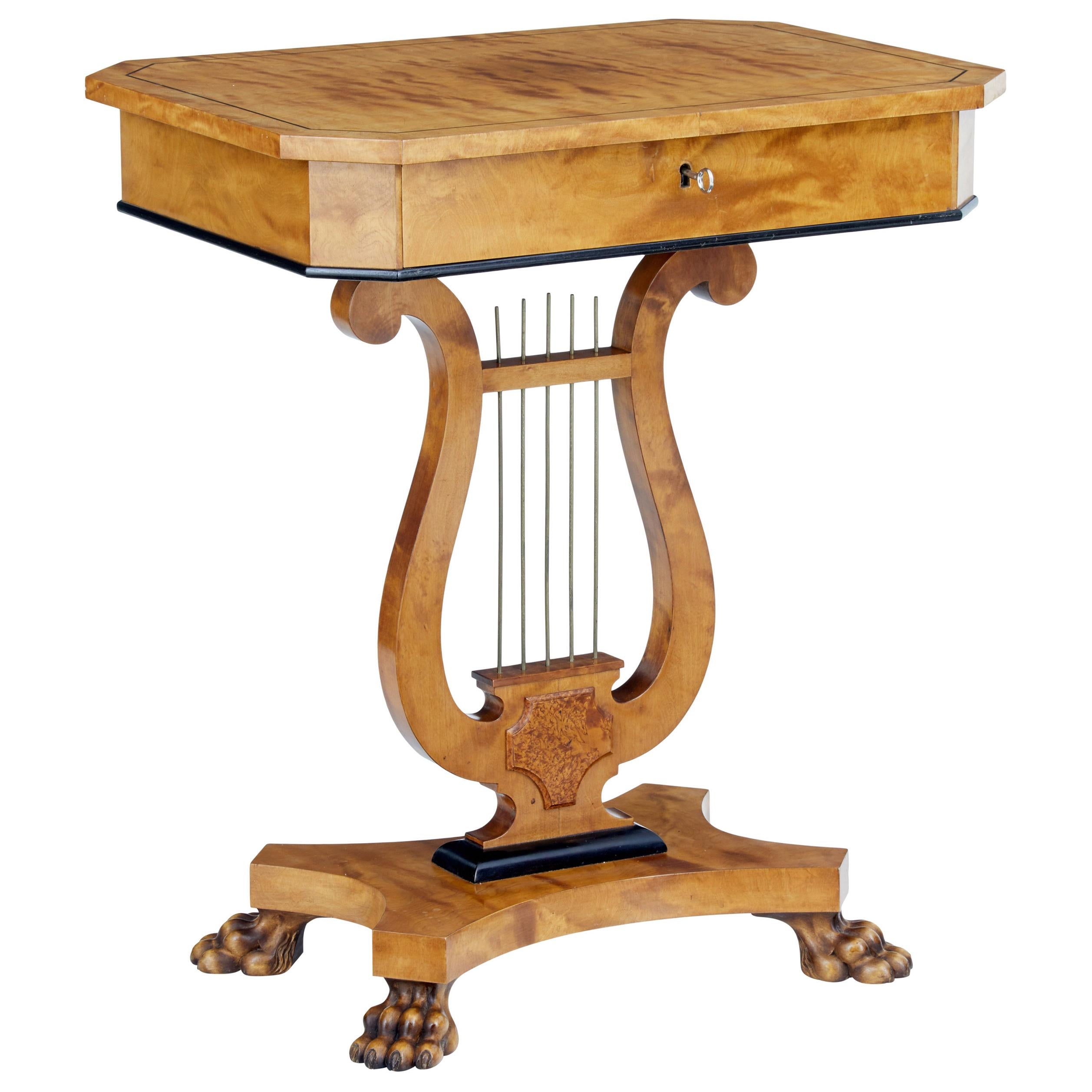 Late 19th Century Birch Lyre Form Occasional Table