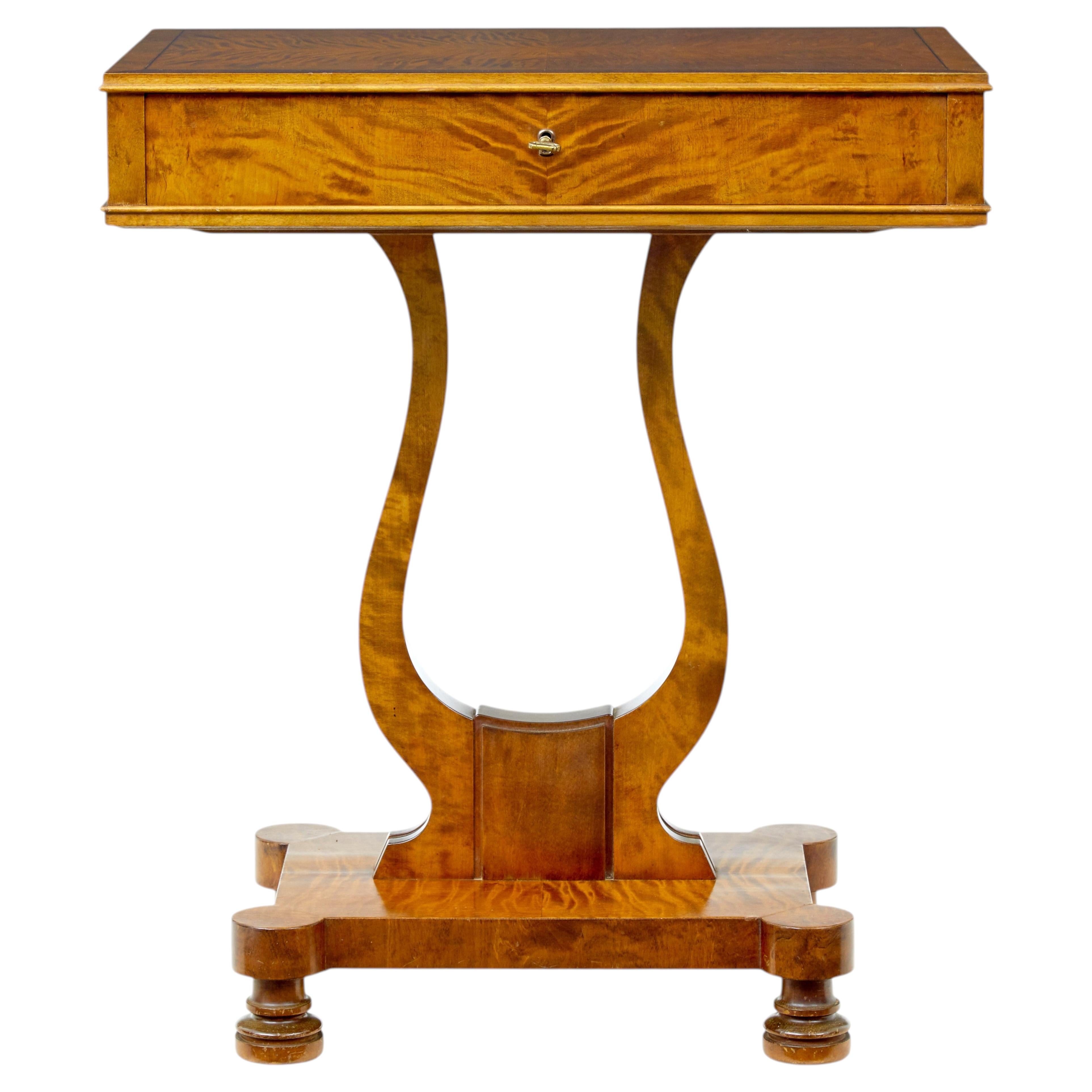 Late 19th Century birch sewing table with contents