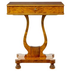 Late 19th Century birch sewing table with contents