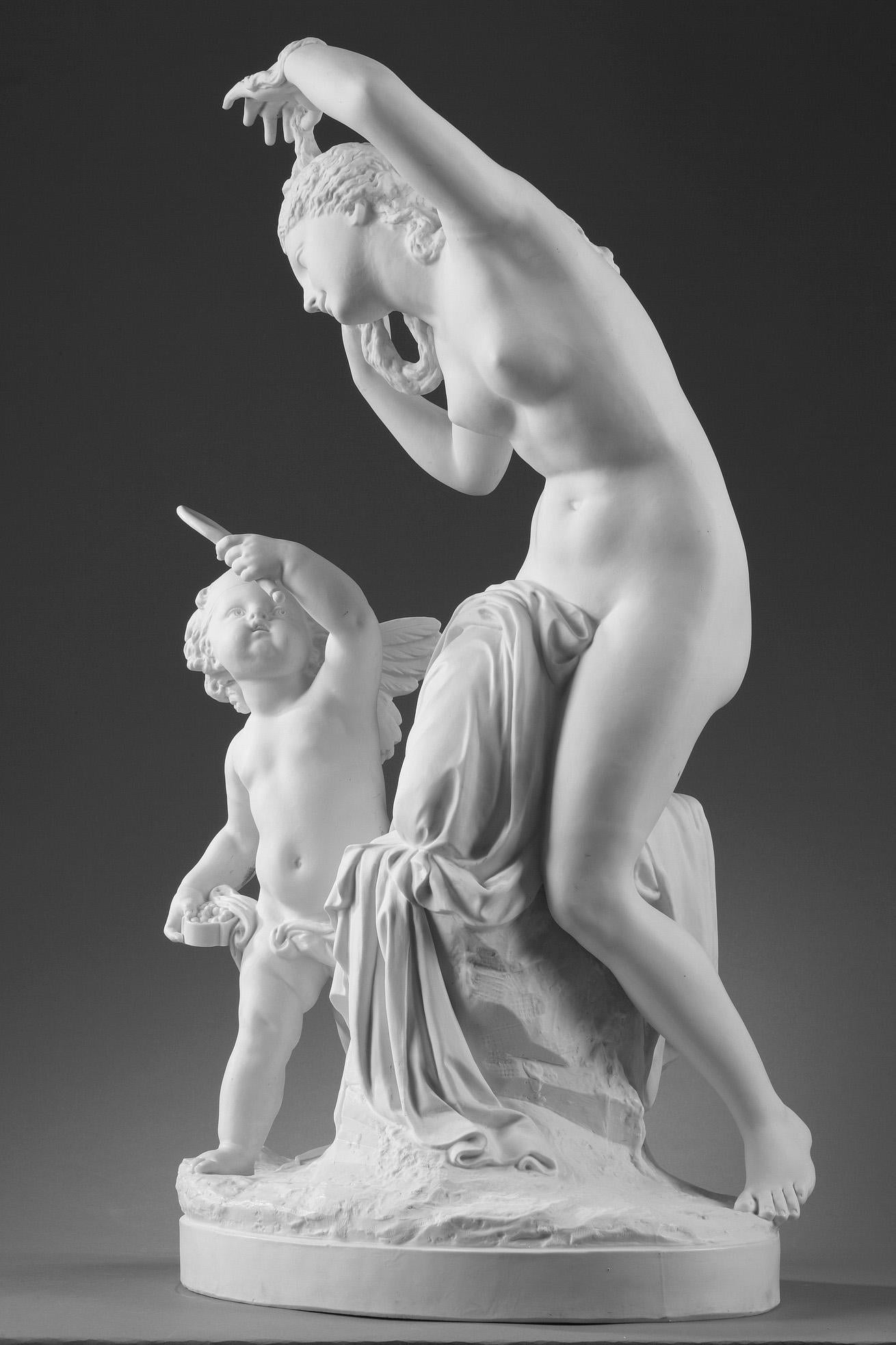 Neoclassical Revival Late 19th Century Bisque Group Cupid and Psyche