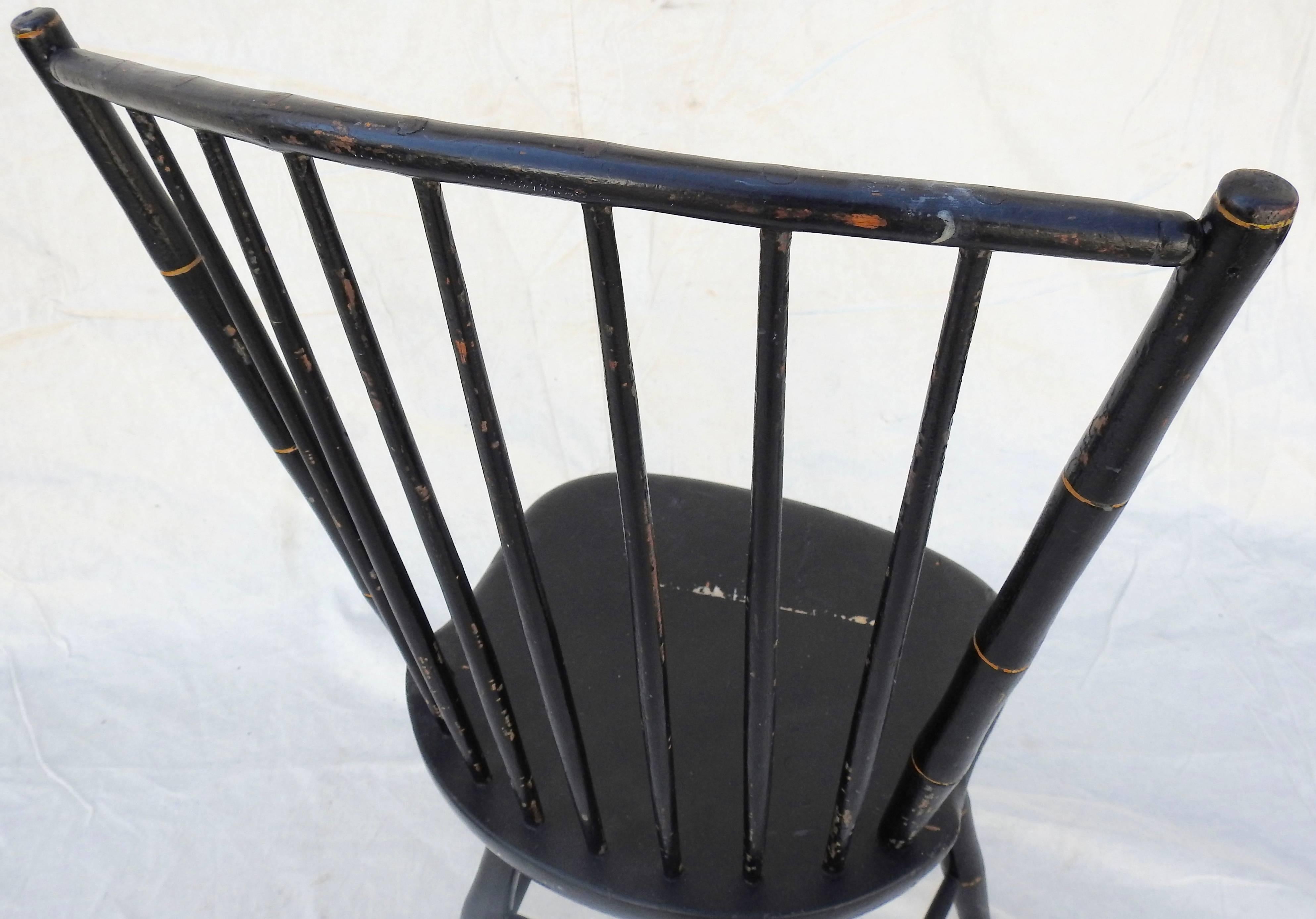 Windsor Chair Black and Gold Painted by William Wilt 2
