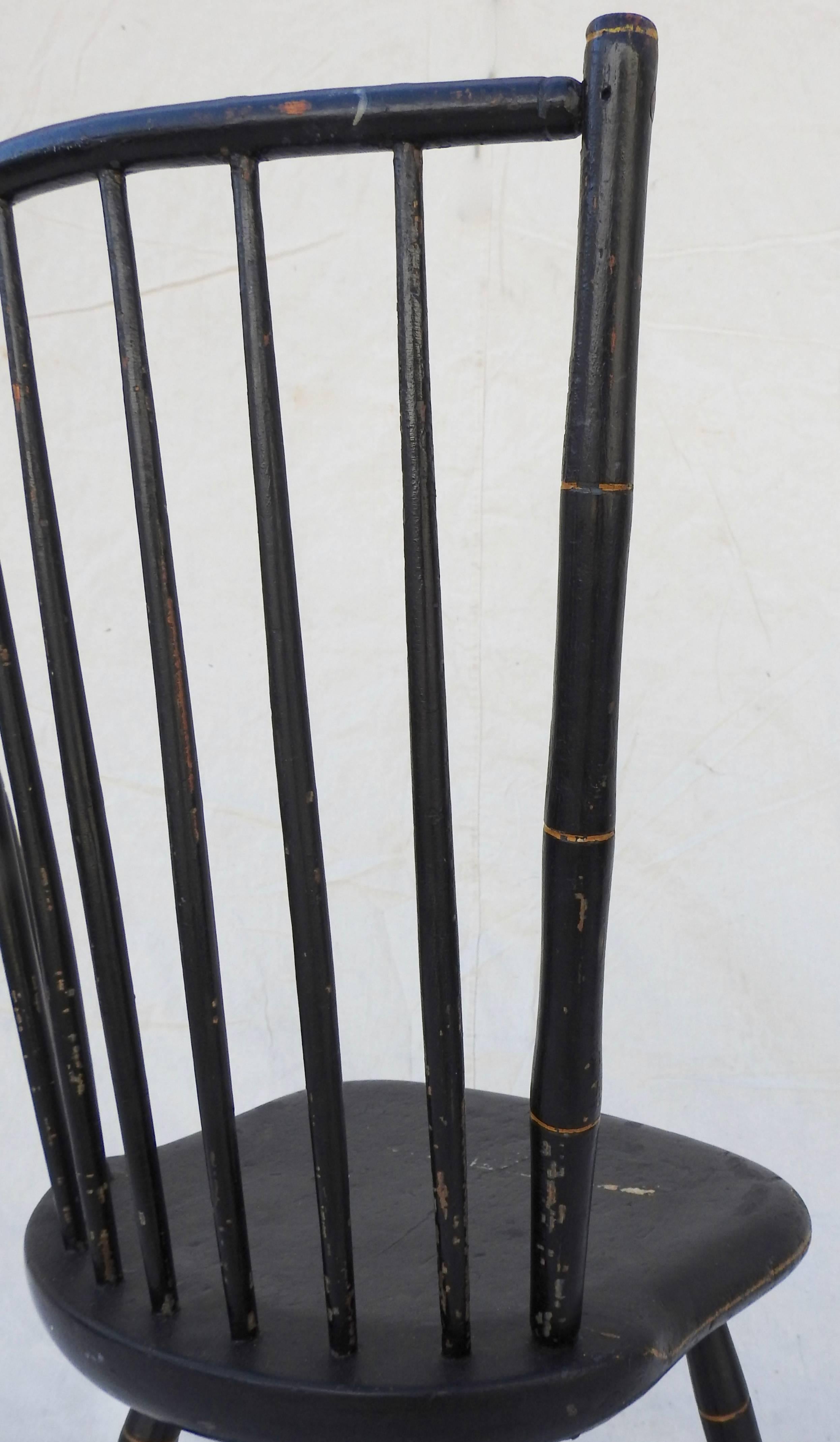 Windsor Chair Black and Gold Painted by William Wilt 4