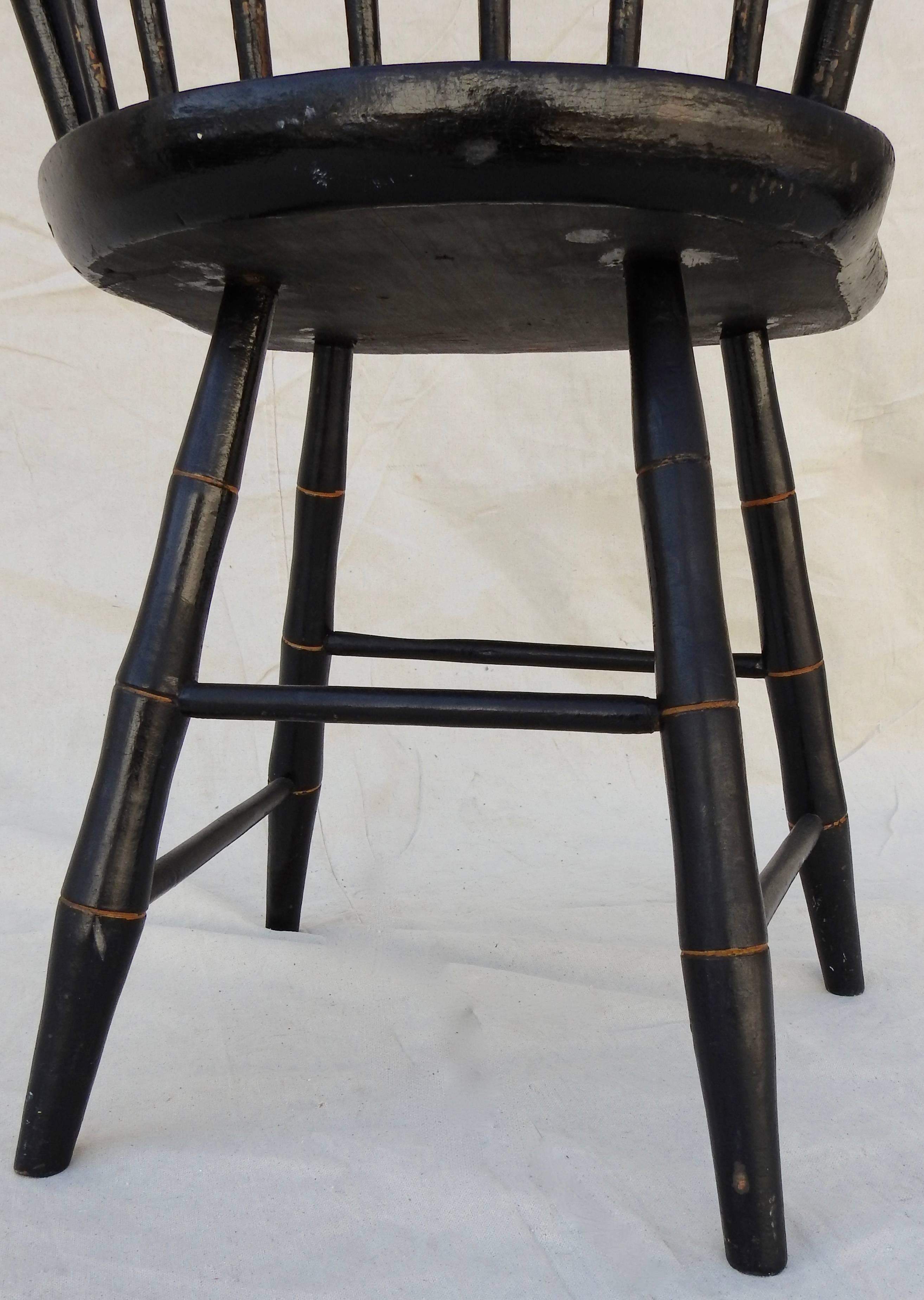 Windsor Chair Black and Gold Painted by William Wilt 6