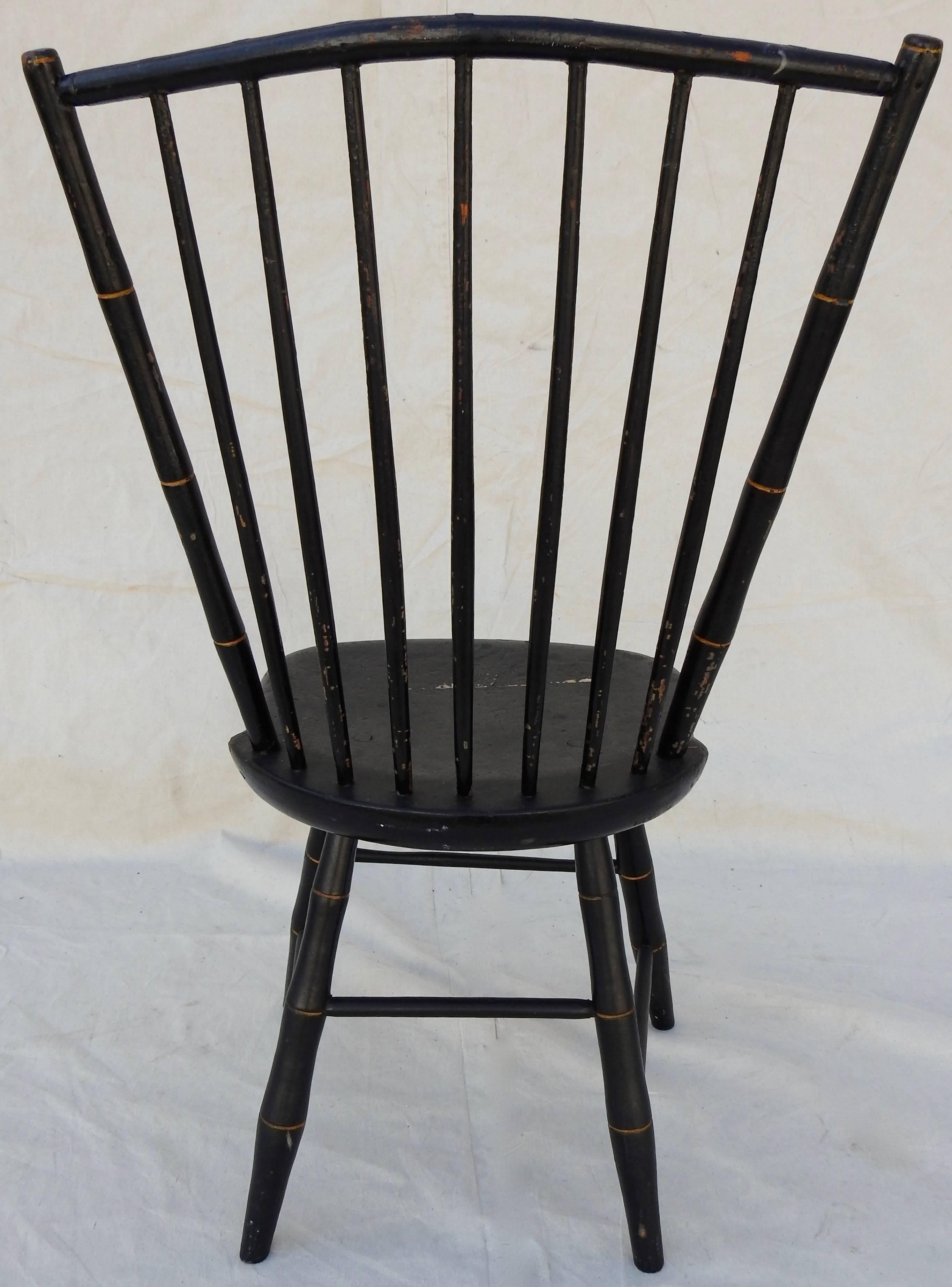 Windsor Chair Black and Gold Painted by William Wilt 7