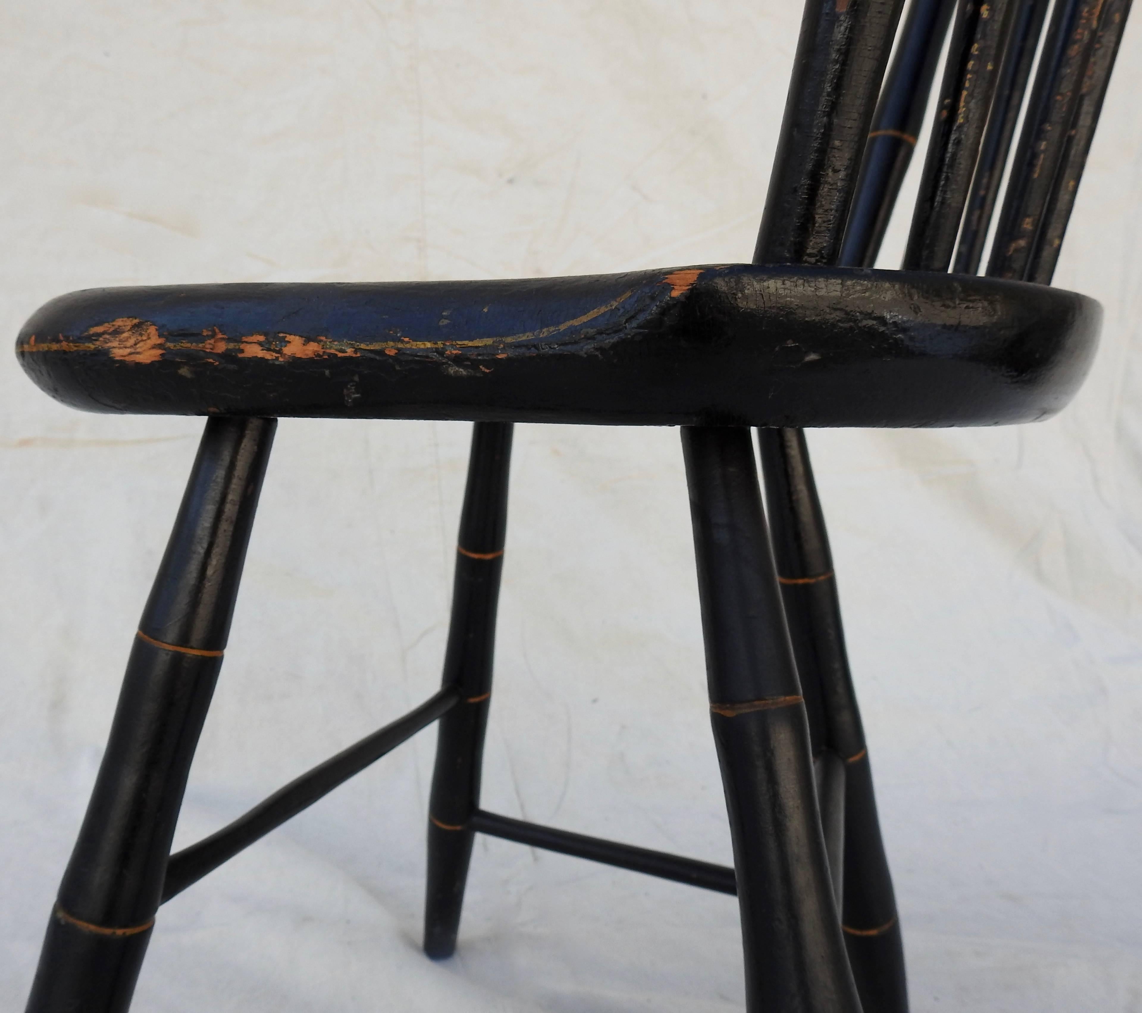 Windsor Chair Black and Gold Painted by William Wilt 8