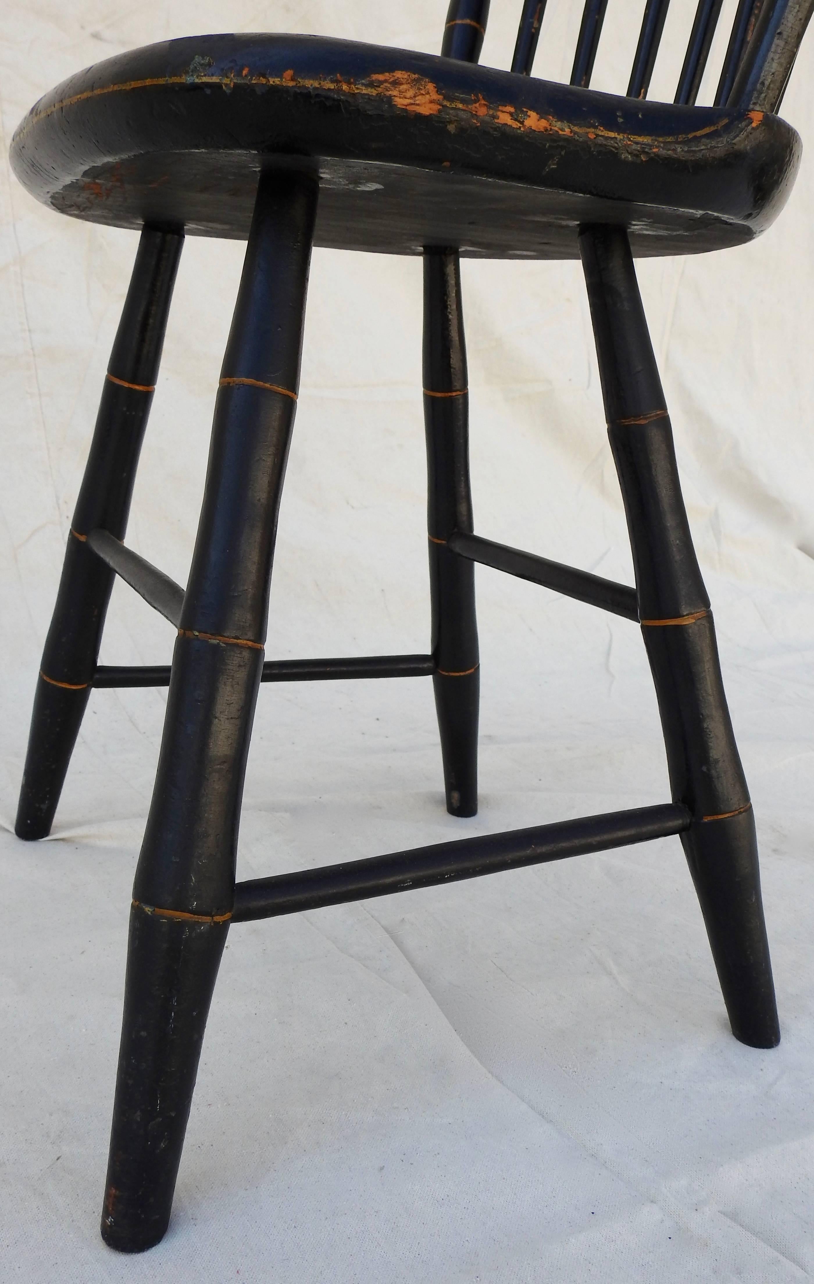 Windsor Chair Black and Gold Painted by William Wilt 10