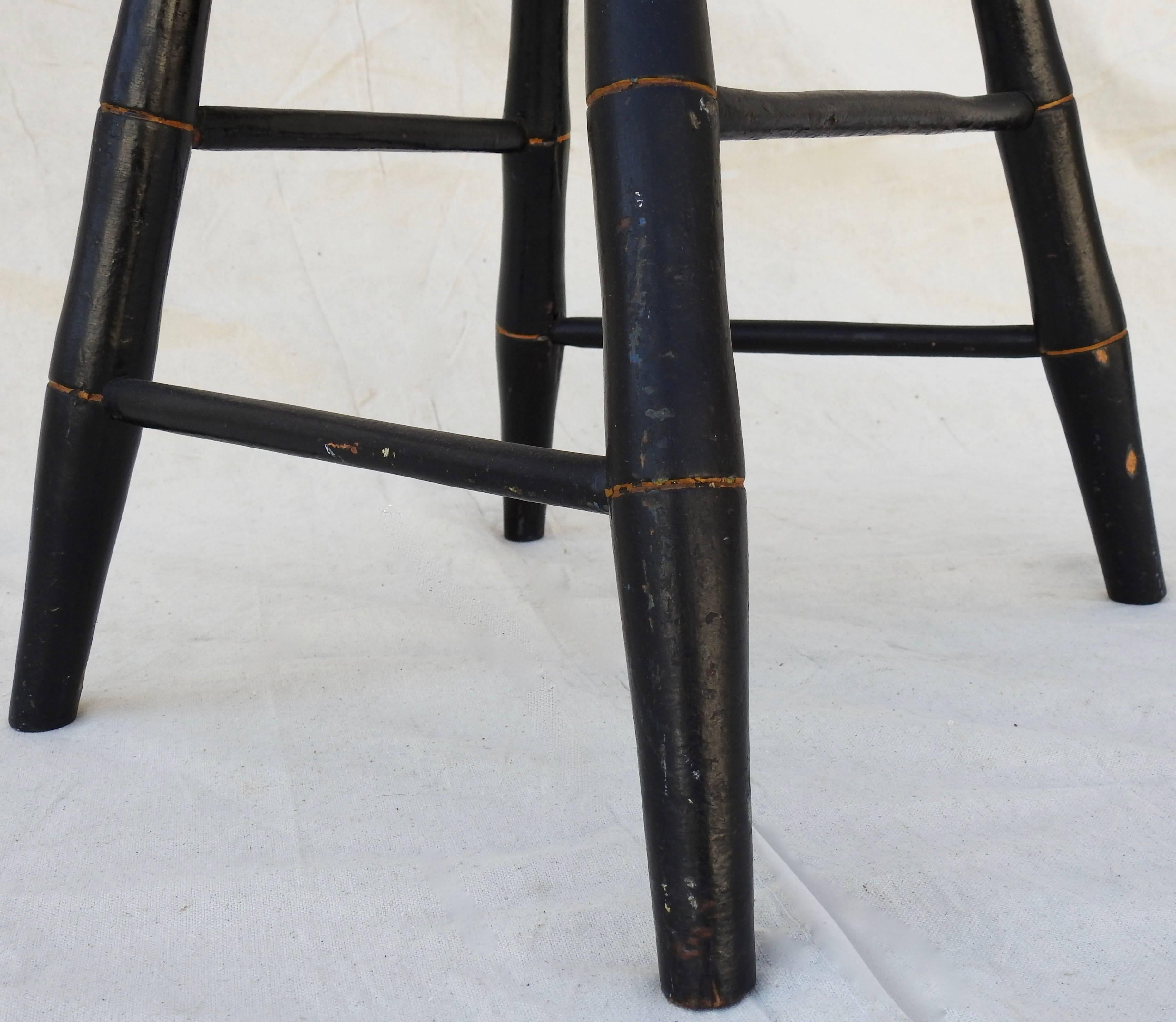 Folk Art Windsor Chair Black and Gold Painted by William Wilt