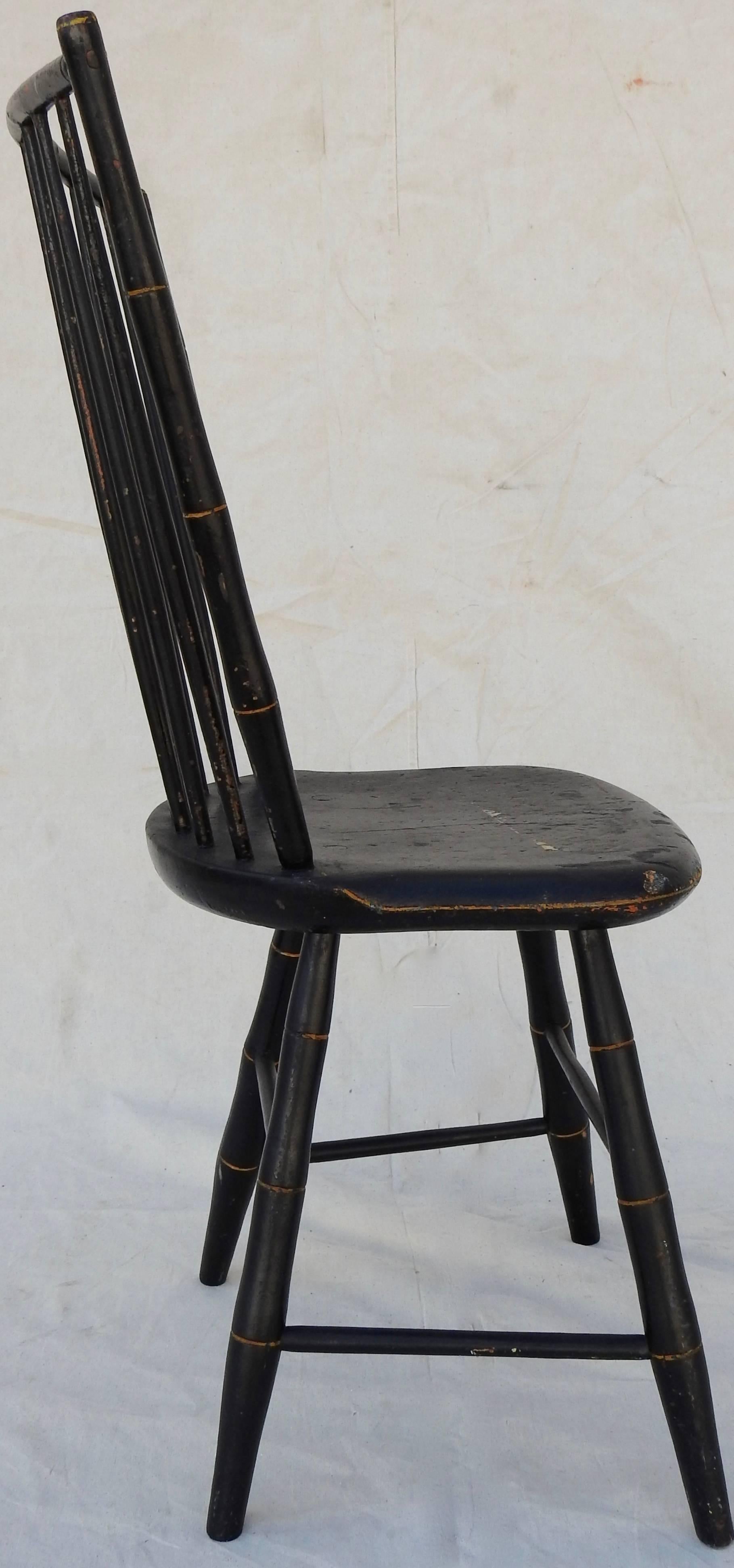 Wood Windsor Chair Black and Gold Painted by William Wilt