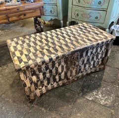 Late 19th Century Black and White Lacquered Wood Florentine Blanket Chest