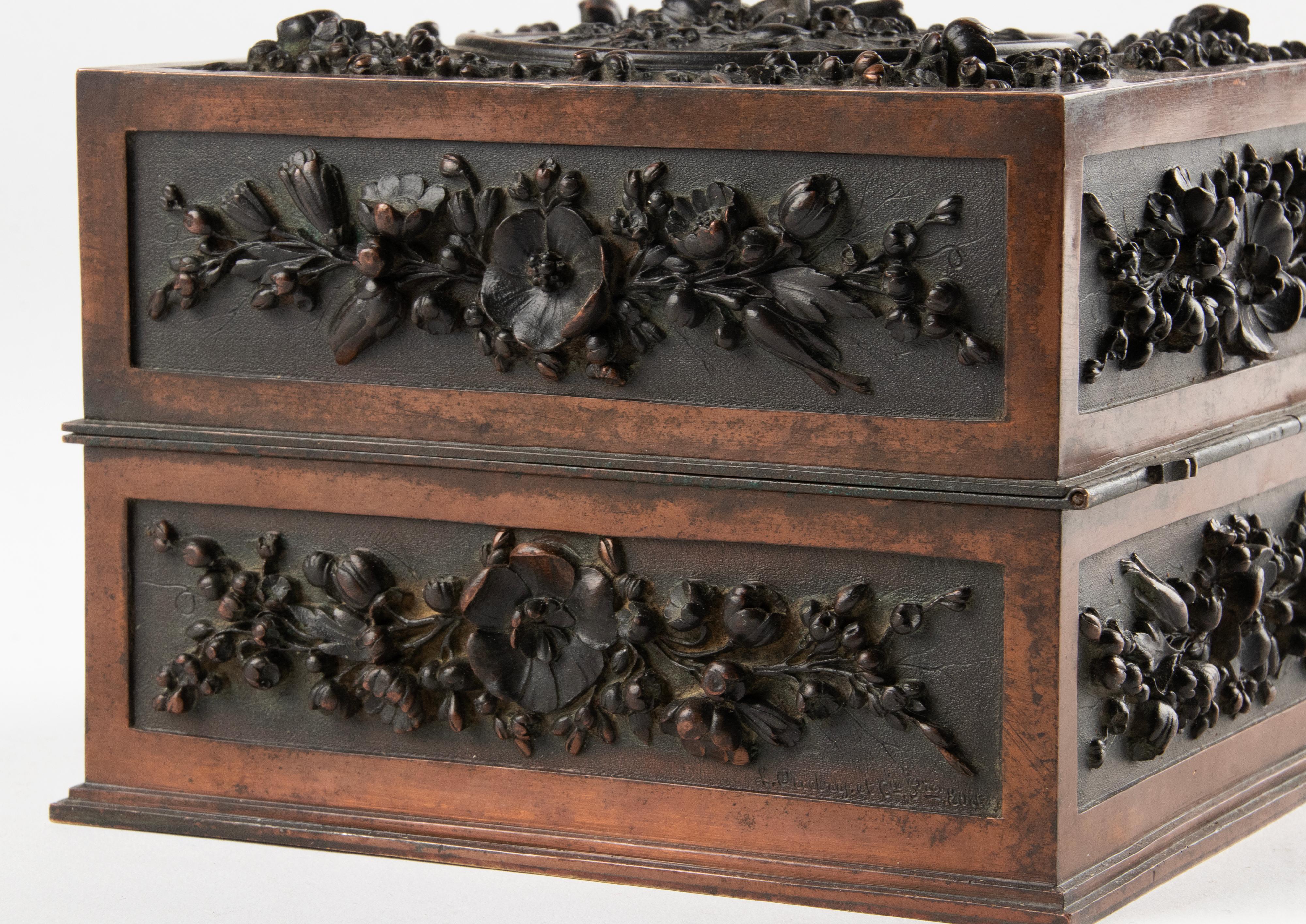 Boîte décorative en bronze de la Forêt-Noire de la fin du XIXe siècle par Leopold Oudry & Cie. en vente 10