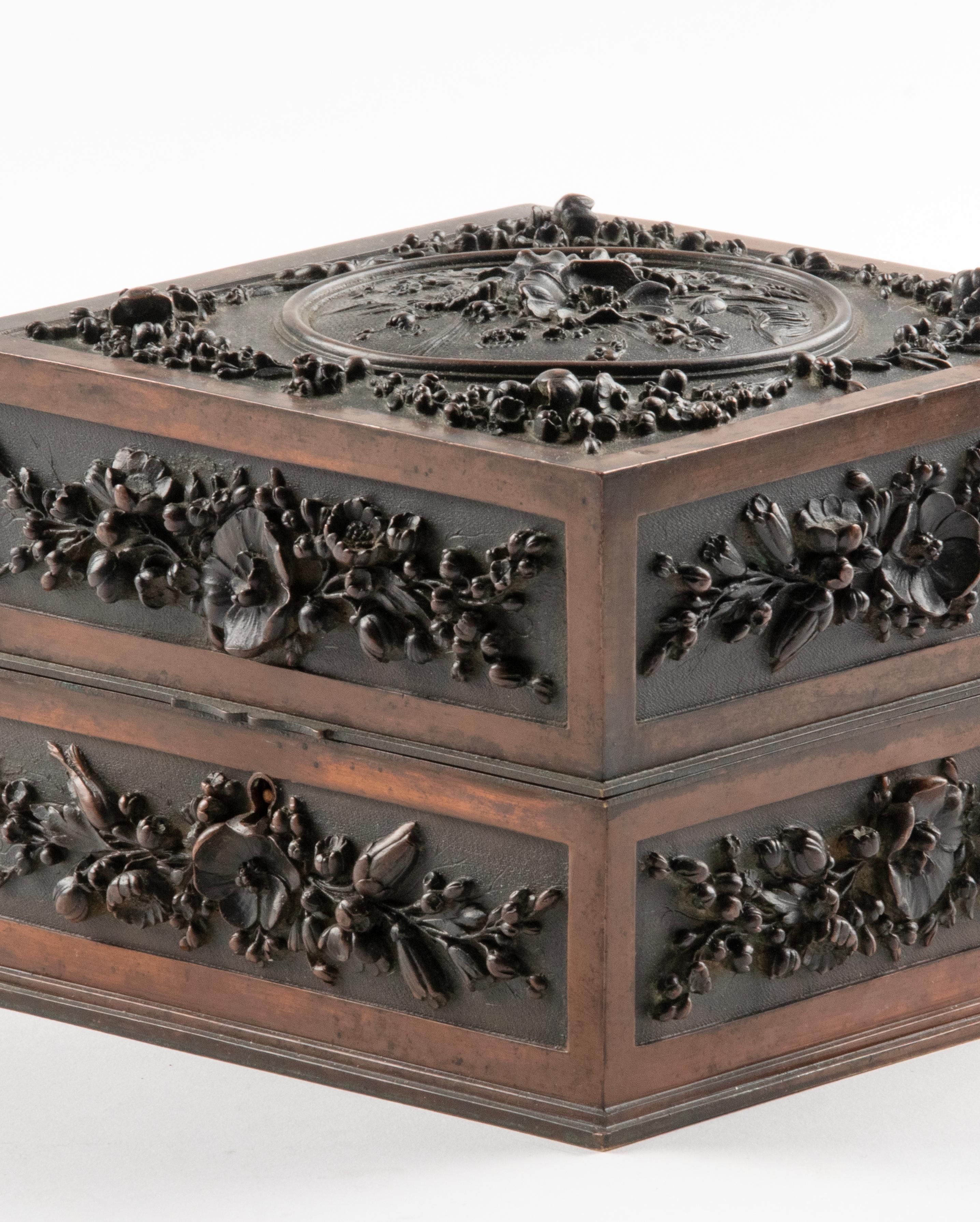 Boîte décorative en bronze de la Forêt-Noire de la fin du XIXe siècle par Leopold Oudry & Cie. en vente 2