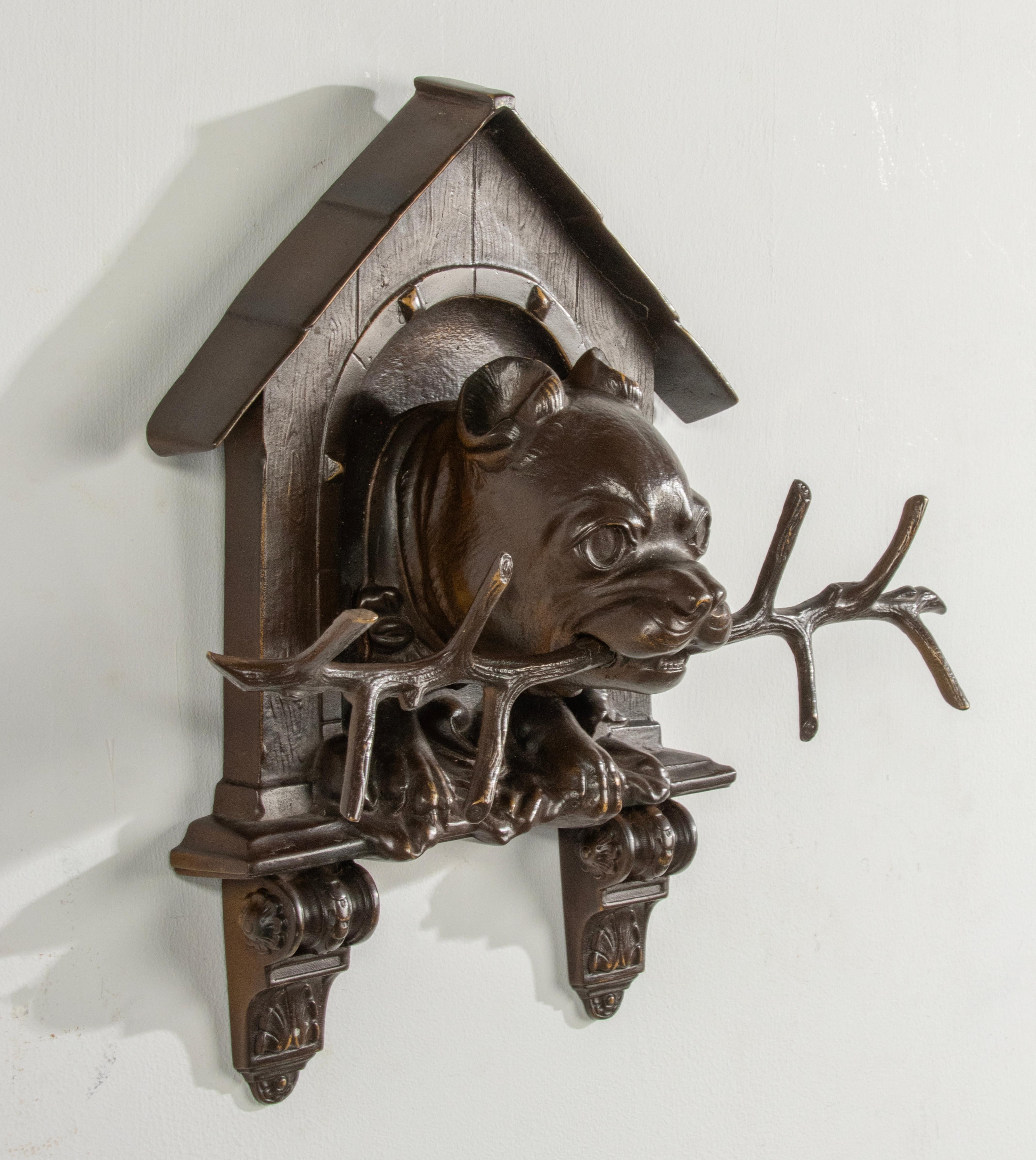Late 19th Century Black Forest Bronze Wall Sculpture Bulldog Doghouse  For Sale 6