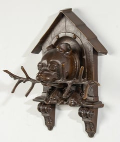 Late 19th Century Black Forest Bronze Dog Collar Wall Rack Sculpture Bulldog