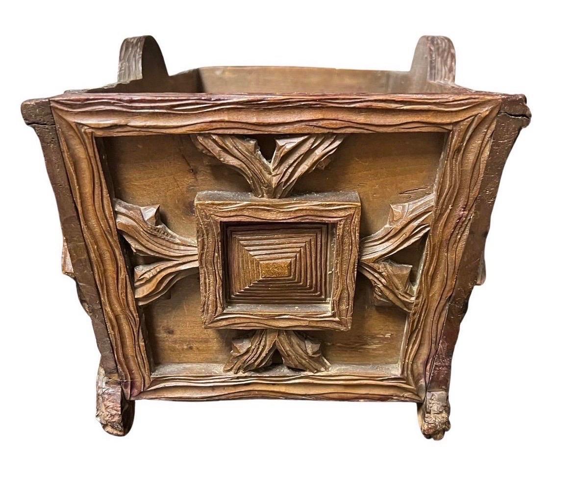Late 19th Century Black Forest Carved Wood Jardiniere or Planter - Tony West Tag For Sale 2