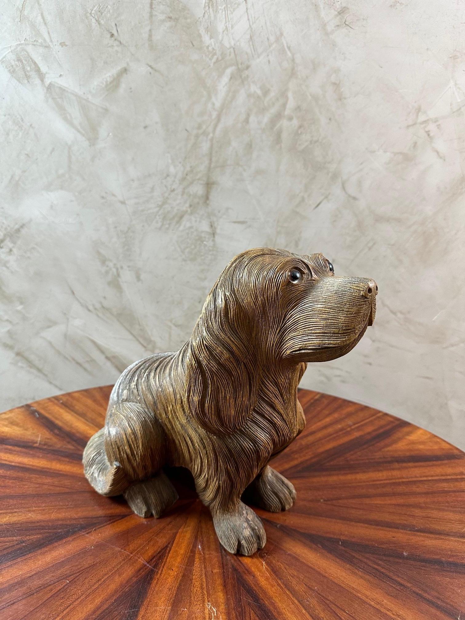 Austrian Late 19th century Black Forest Dog Sculpture, 1890s For Sale