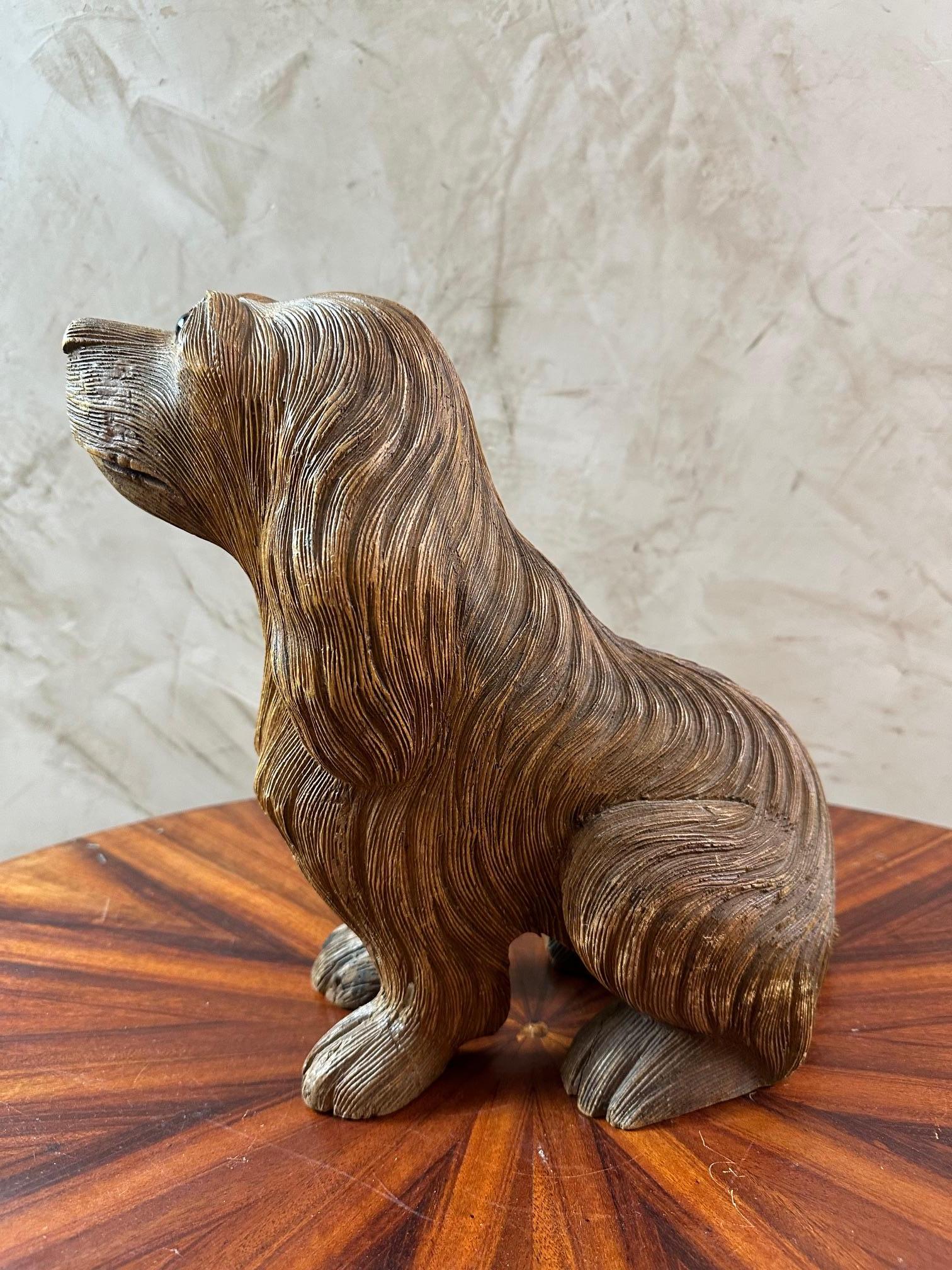 Glass Late 19th century Black Forest Dog Sculpture, 1890s For Sale
