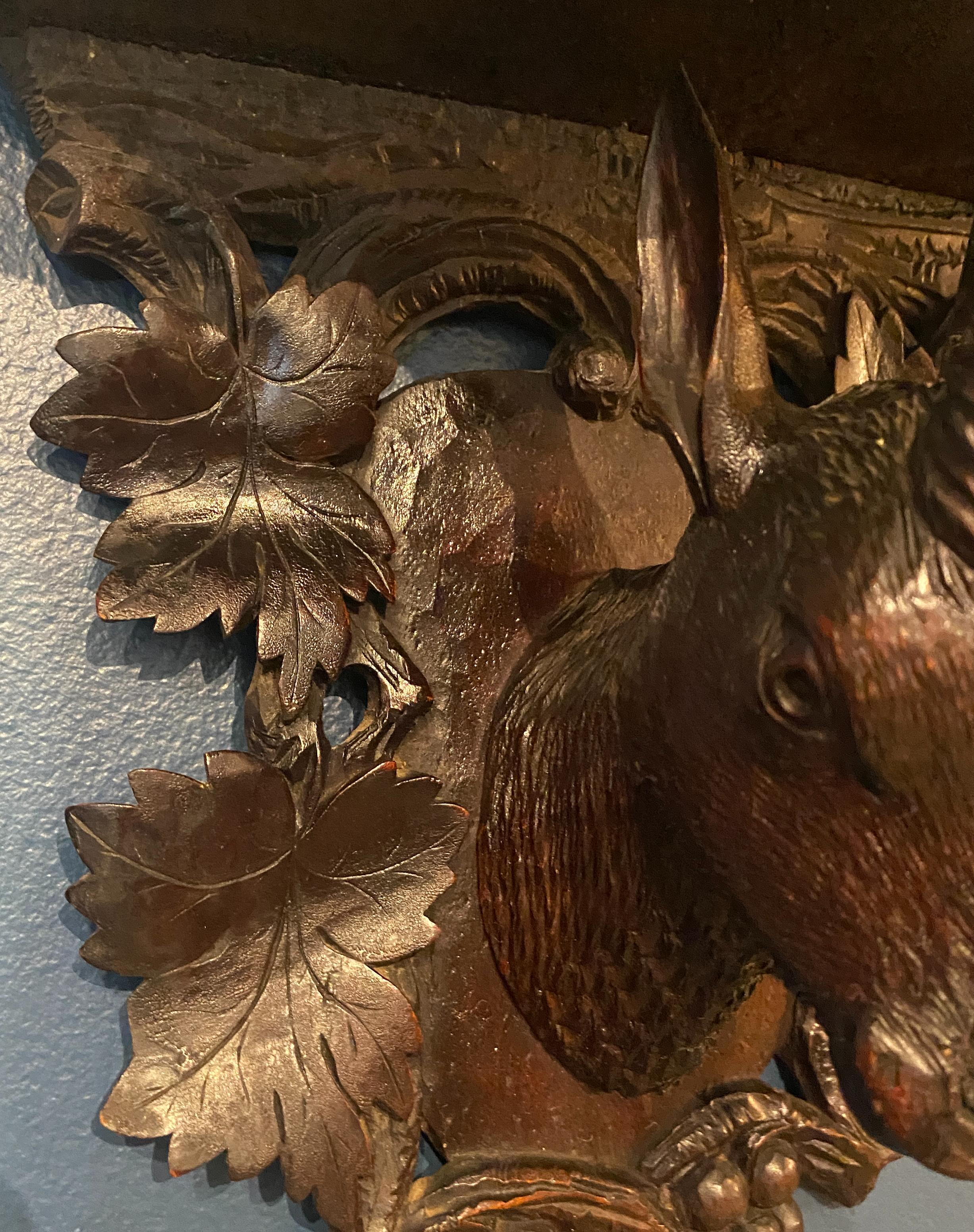 Late 19th Century Black Forest Ram Head with Leaf Motif Wood Shelf 1