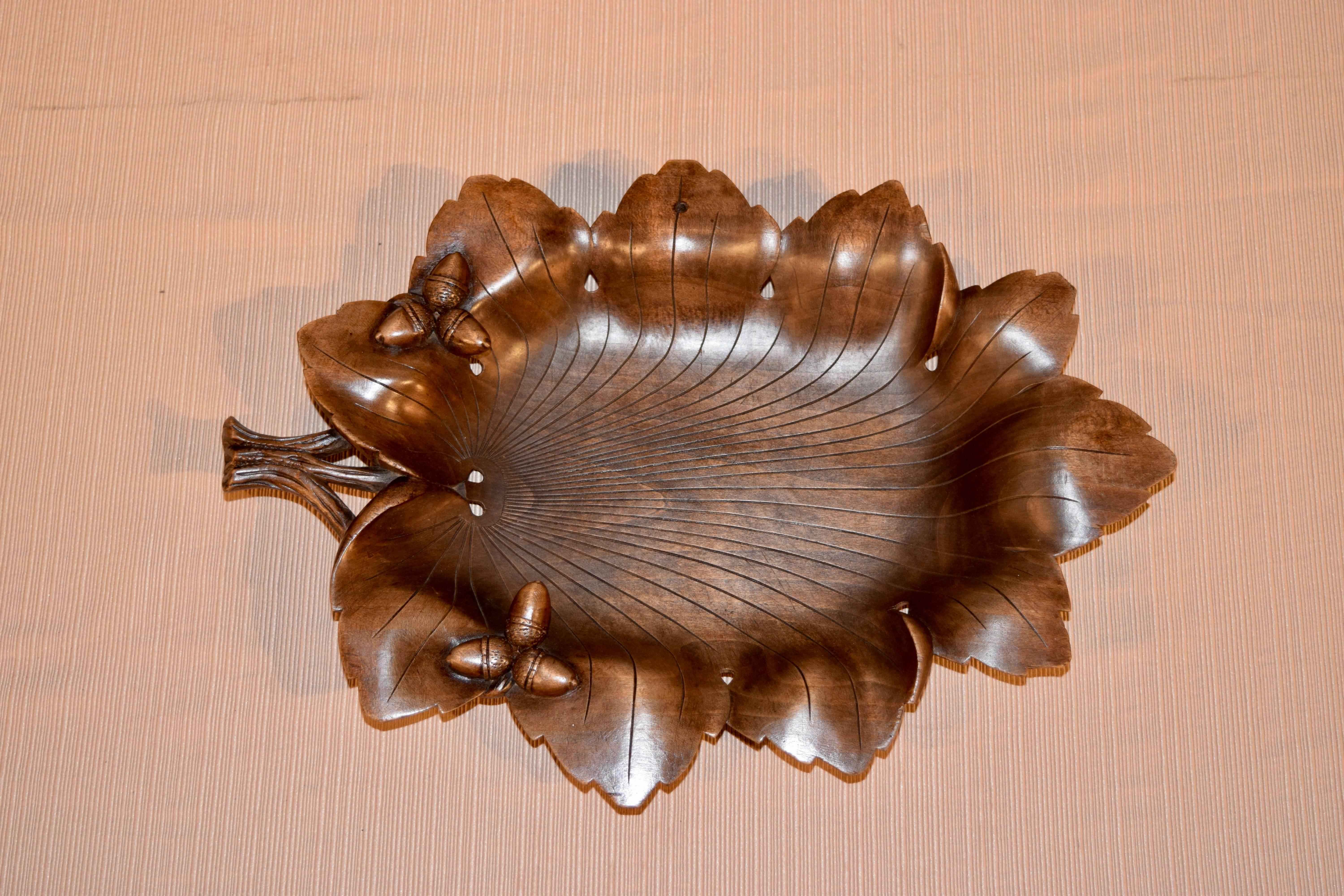 19th century black forest hand-carved tray from Switzerland, made from fruitwood.