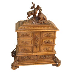 Late 19Th Century ,  Black Forrest Carved Jewelry box 