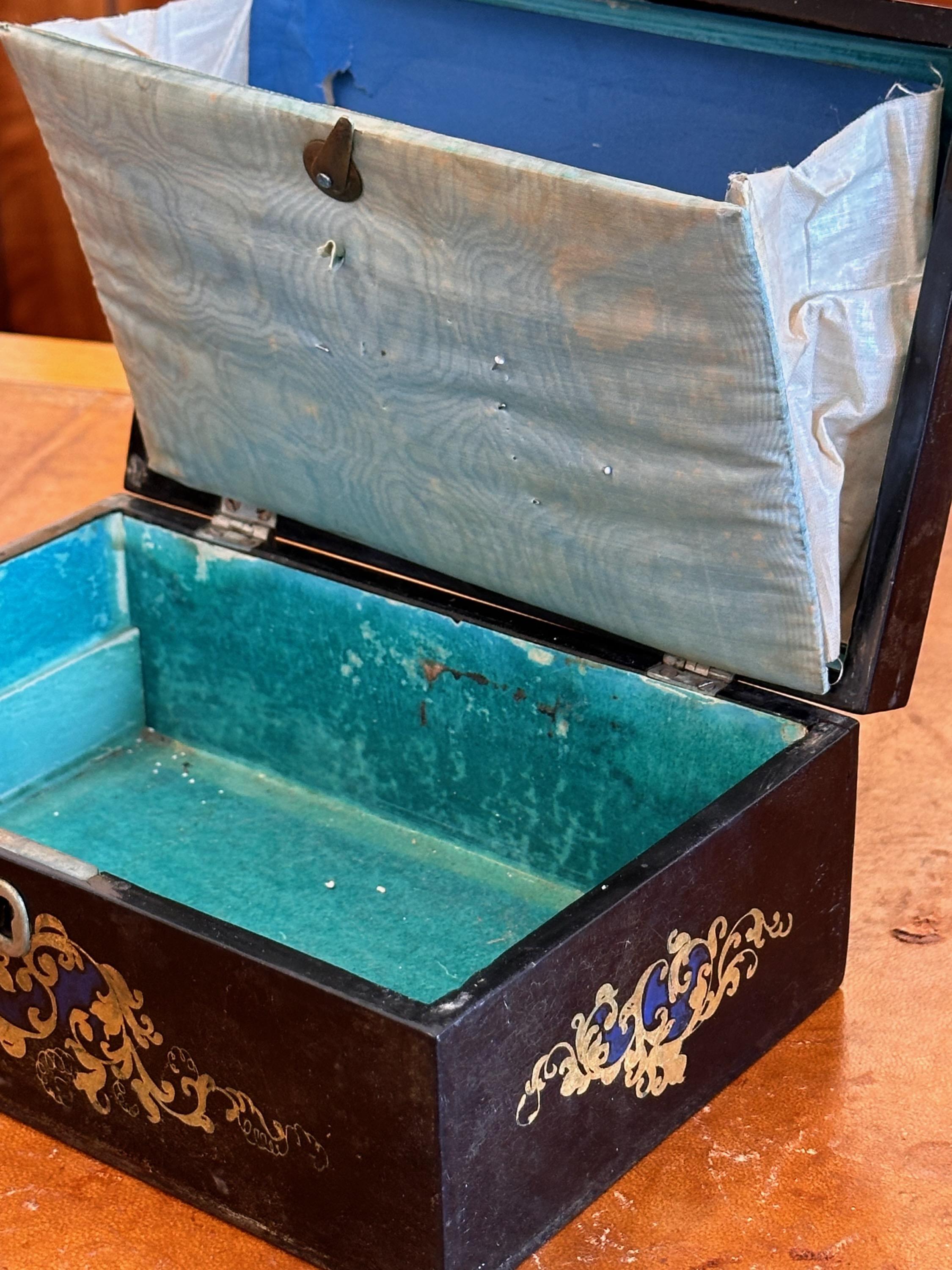 Wood Late 19th Century Black Lacquer Box For Sale