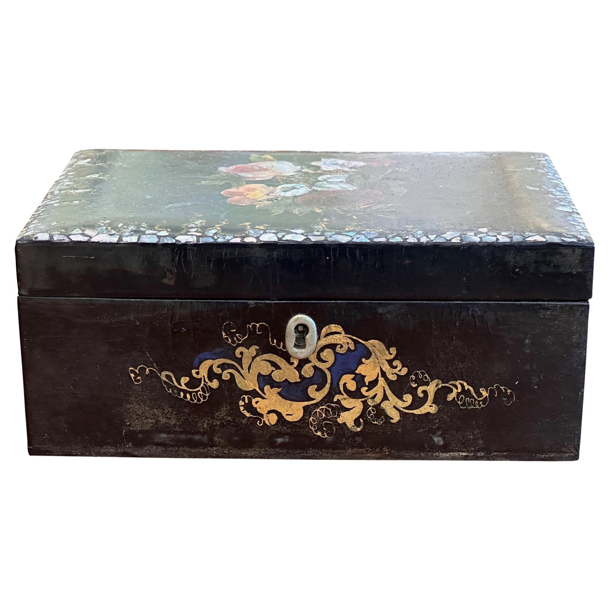 Late 19th Century Black Lacquer Box For Sale