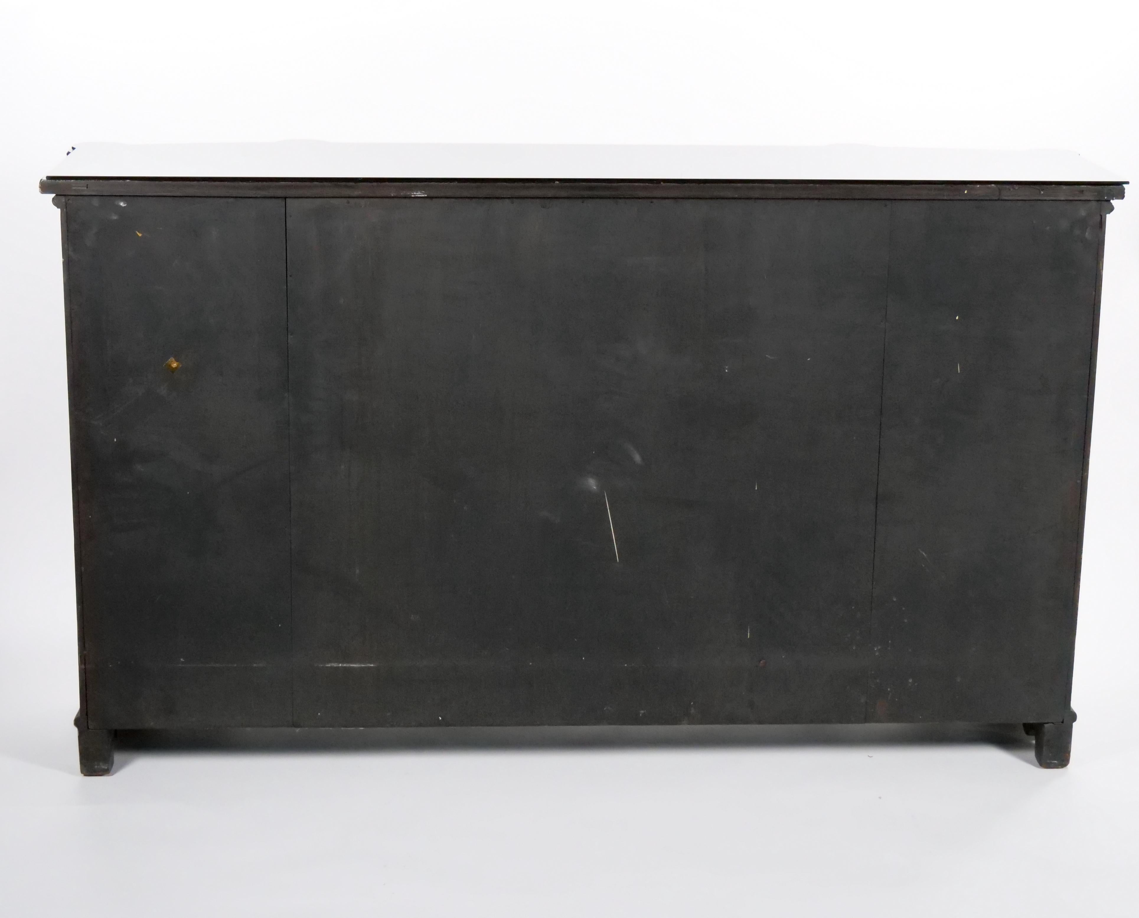 Late 19th century Black Lacquered Painted Chinoiserie Credenza/ Server 8