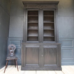 Late 19th Century Black Vitrine Cabinet or Bookcase