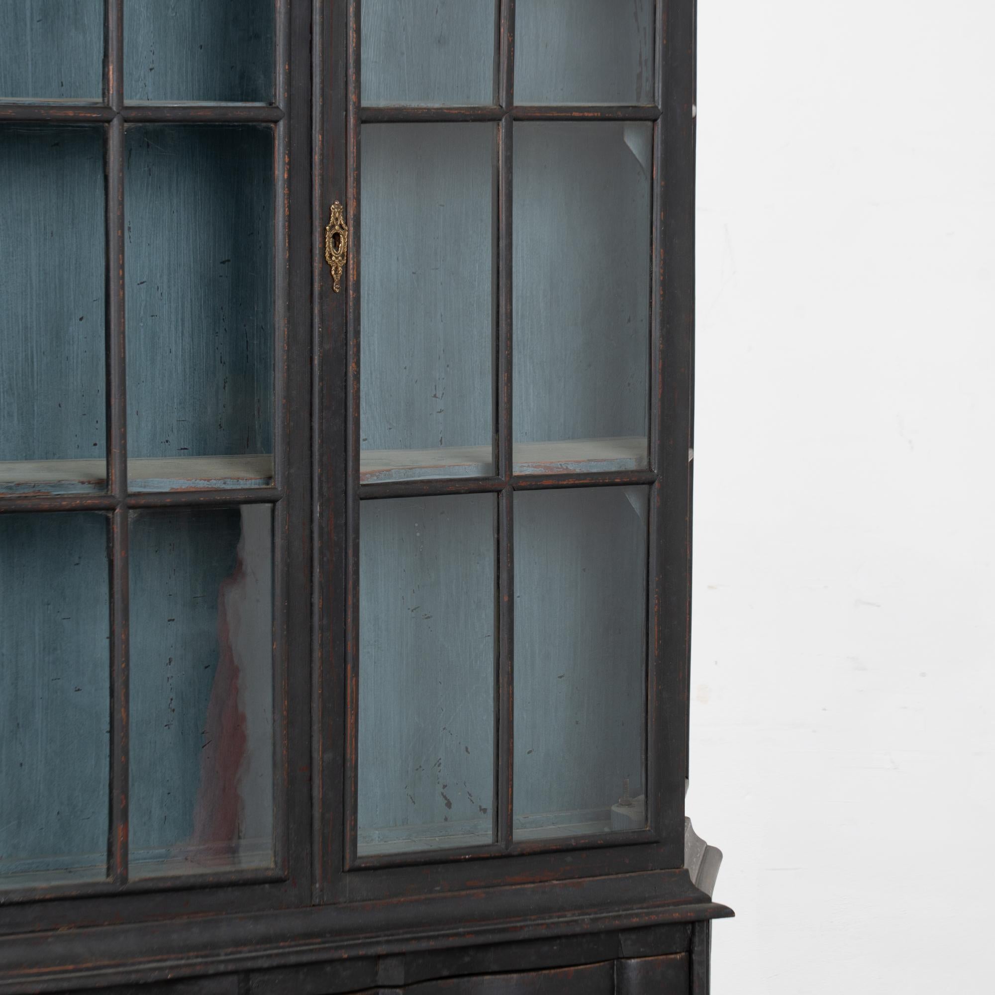 Late 19th Century Black Vitrine Display Curio Cabinet, Denmark For Sale 4