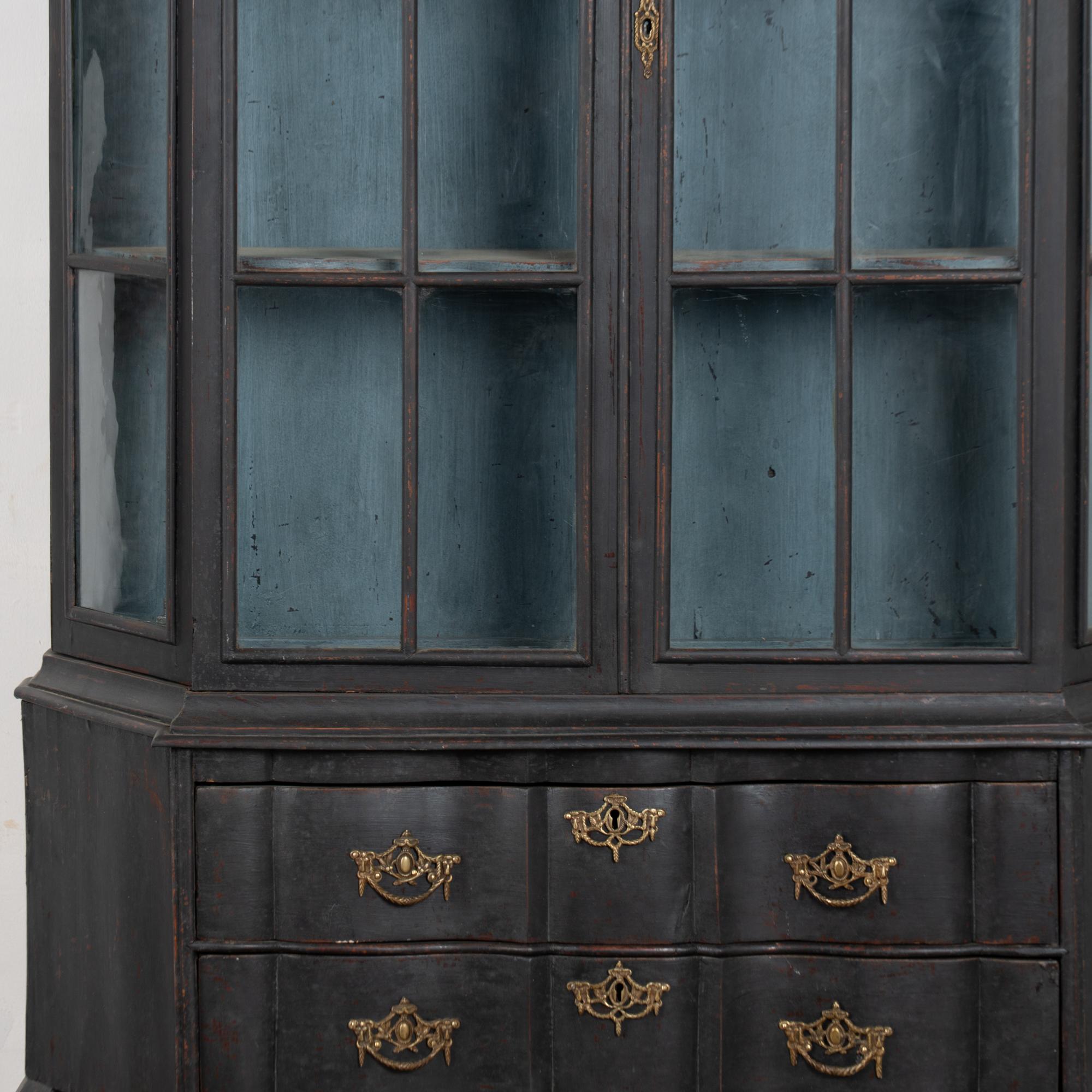 Late 19th Century Black Vitrine Display Curio Cabinet, Denmark For Sale 5