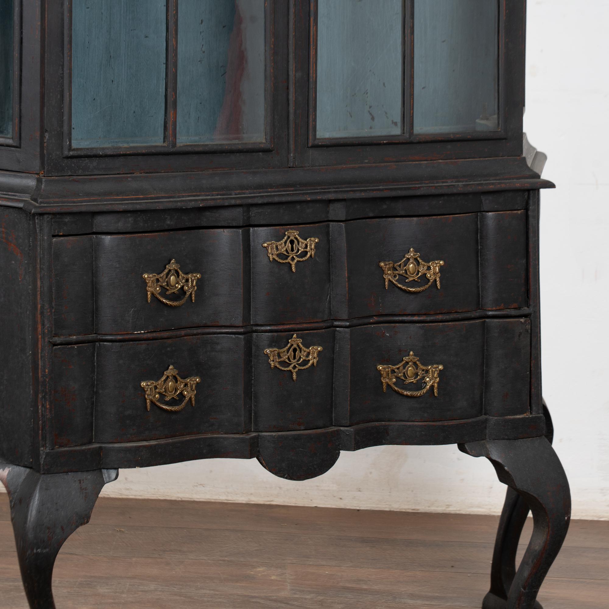 Late 19th Century Black Vitrine Display Curio Cabinet, Denmark For Sale 7