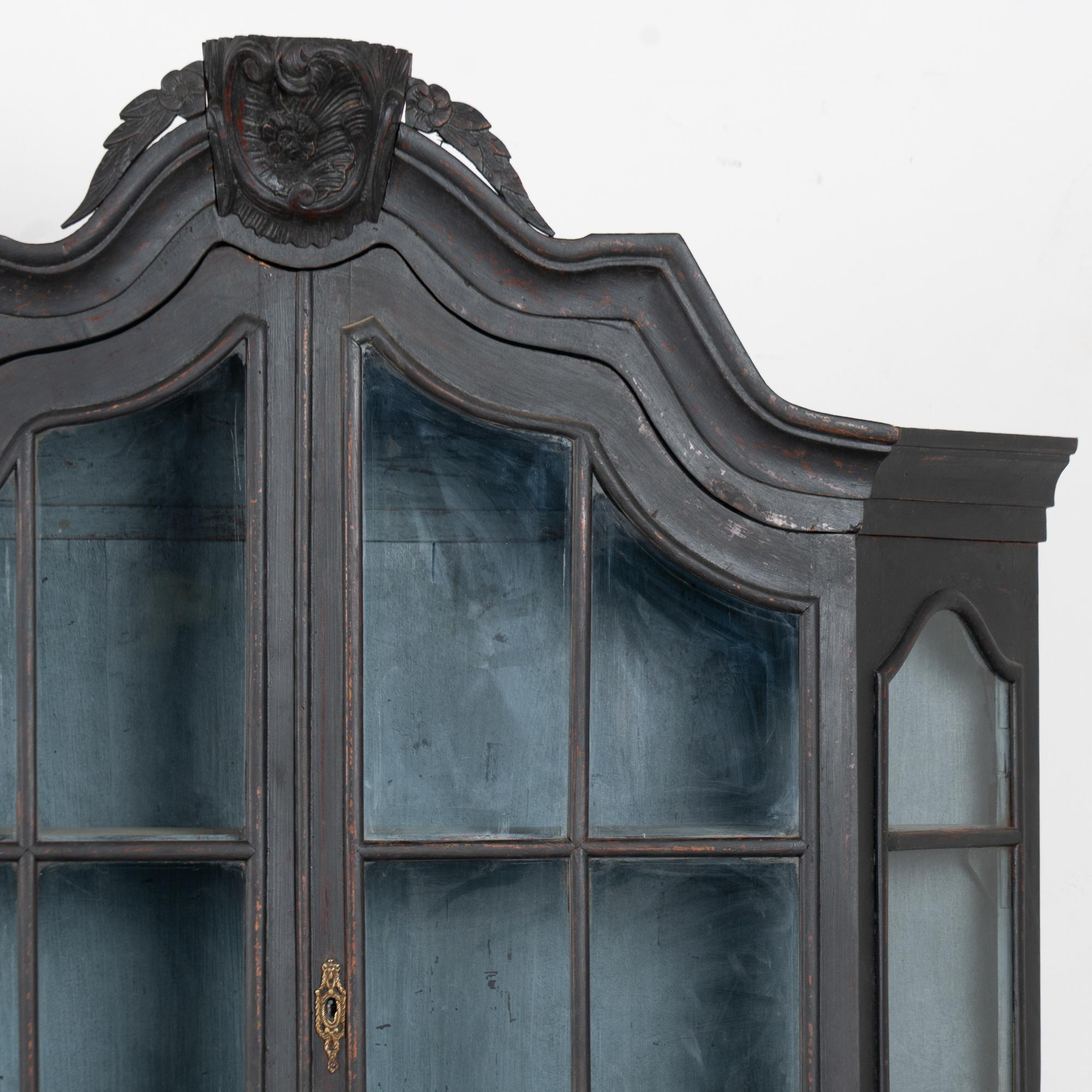 Late 19th Century Black Vitrine Display Curio Cabinet, Denmark For Sale 1