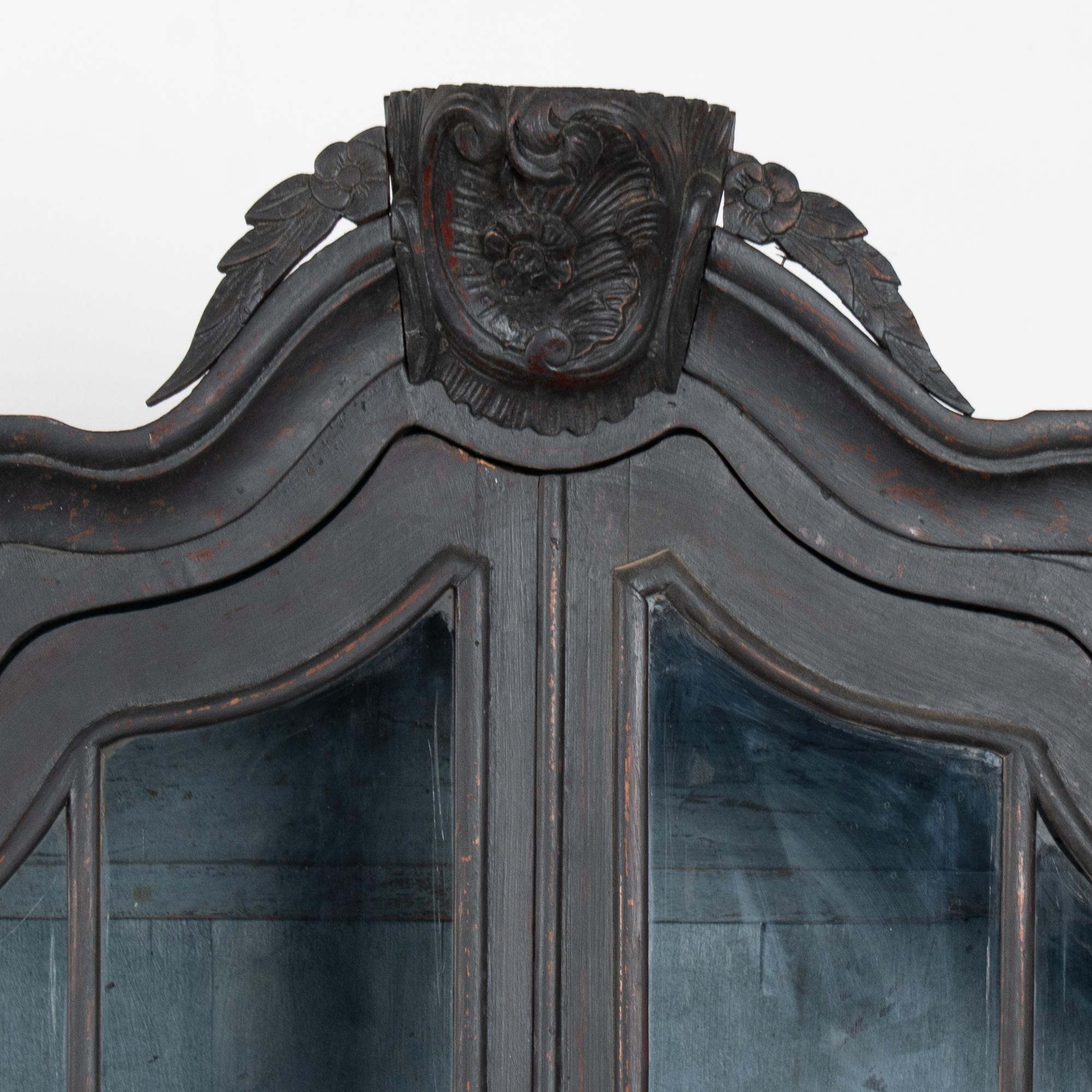 Late 19th Century Black Vitrine Display Curio Cabinet, Denmark For Sale 2