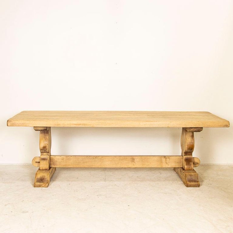 Late 19th Century Bleached Oak French Country Dining Table In Good Condition In Round Top, TX
