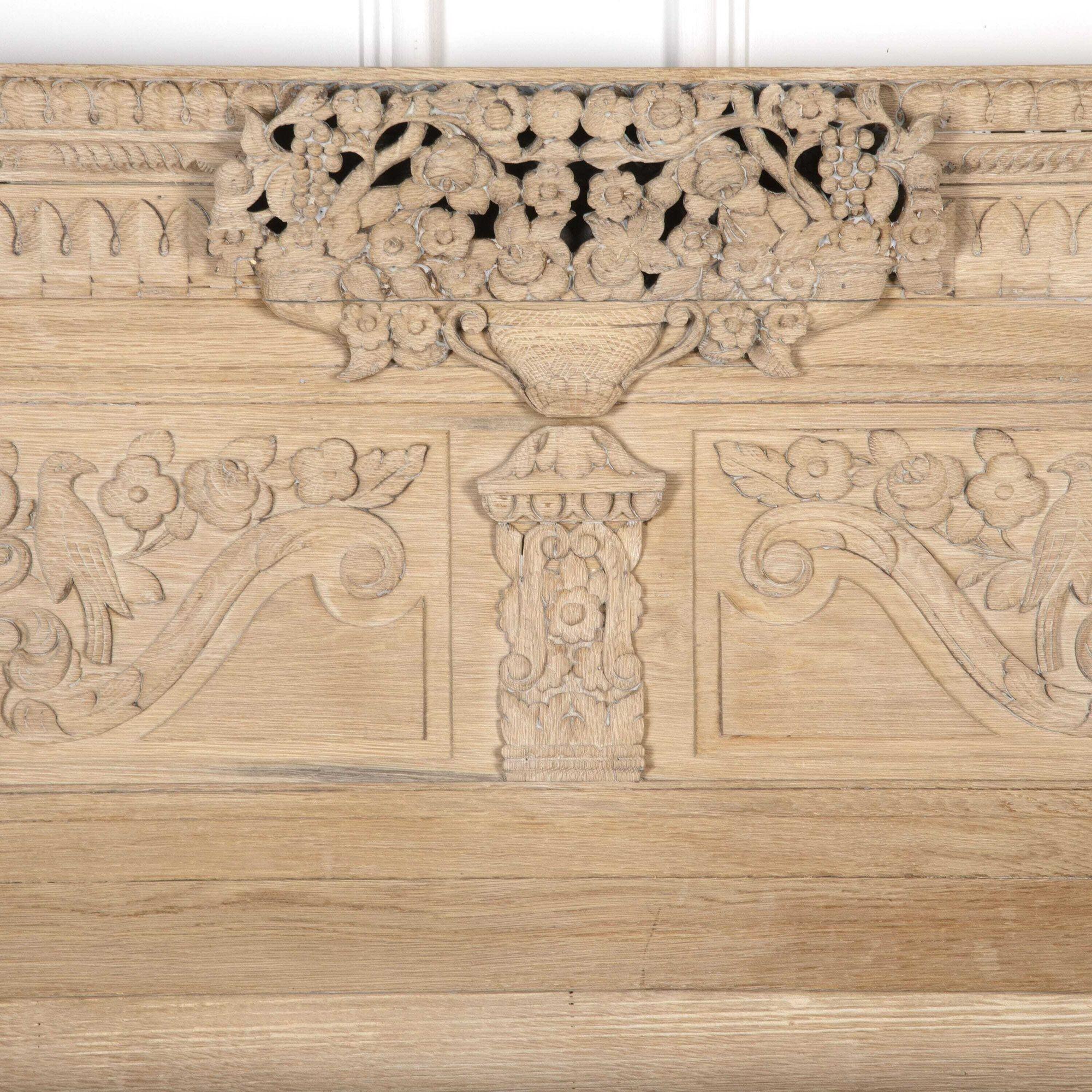 Late 19th Century Bleached Oak Kingsize Normandy Marriage Bed 3