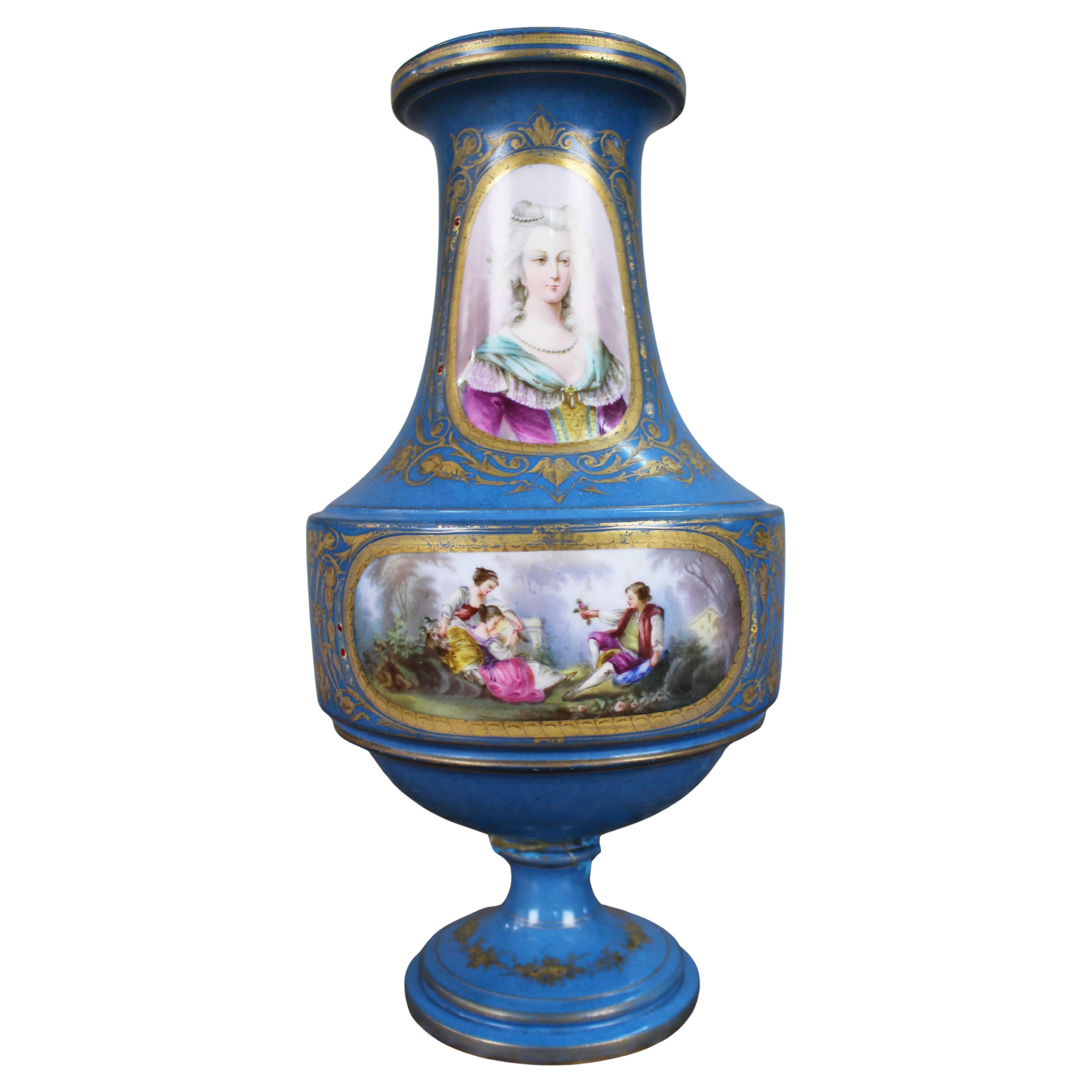Vaso in porcellana Bleu Céleste della fine del XIX secolo