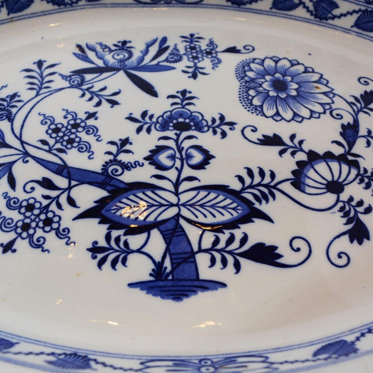Late 19th Century Blue and White Porcelain Large Blue Onion Platter im