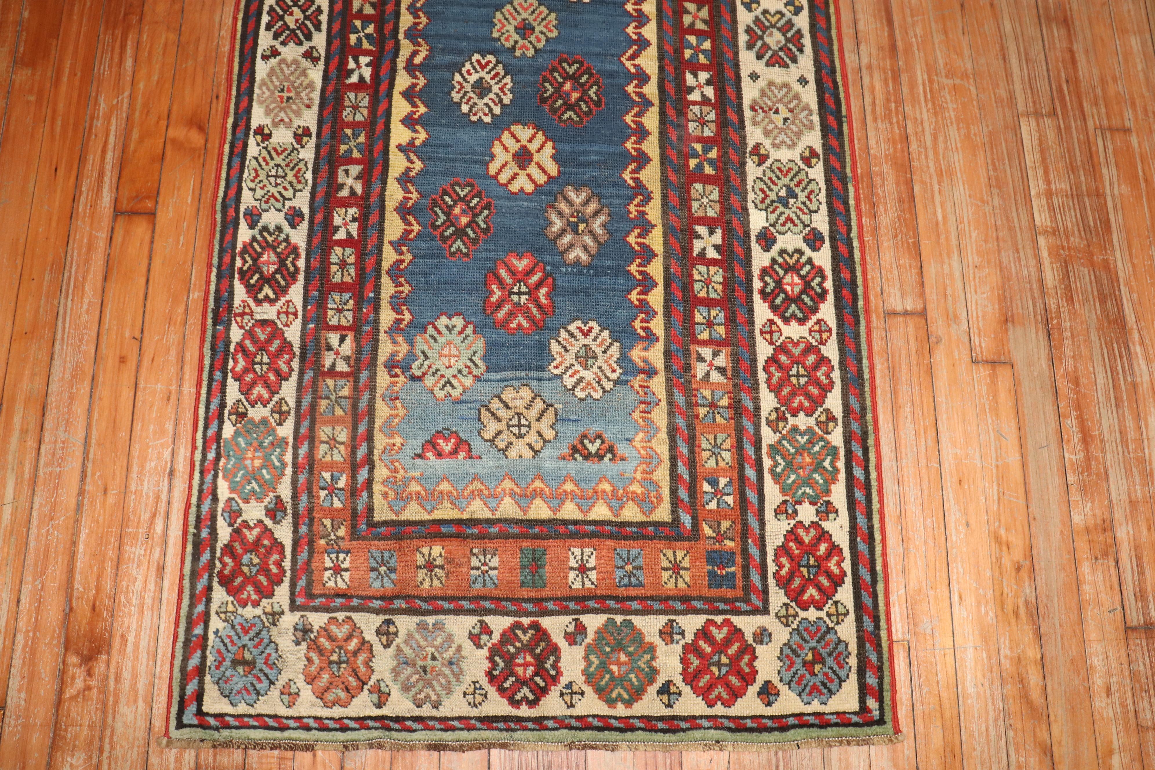 Caucasian Late 19th Century Blue Antique Talish Runner For Sale