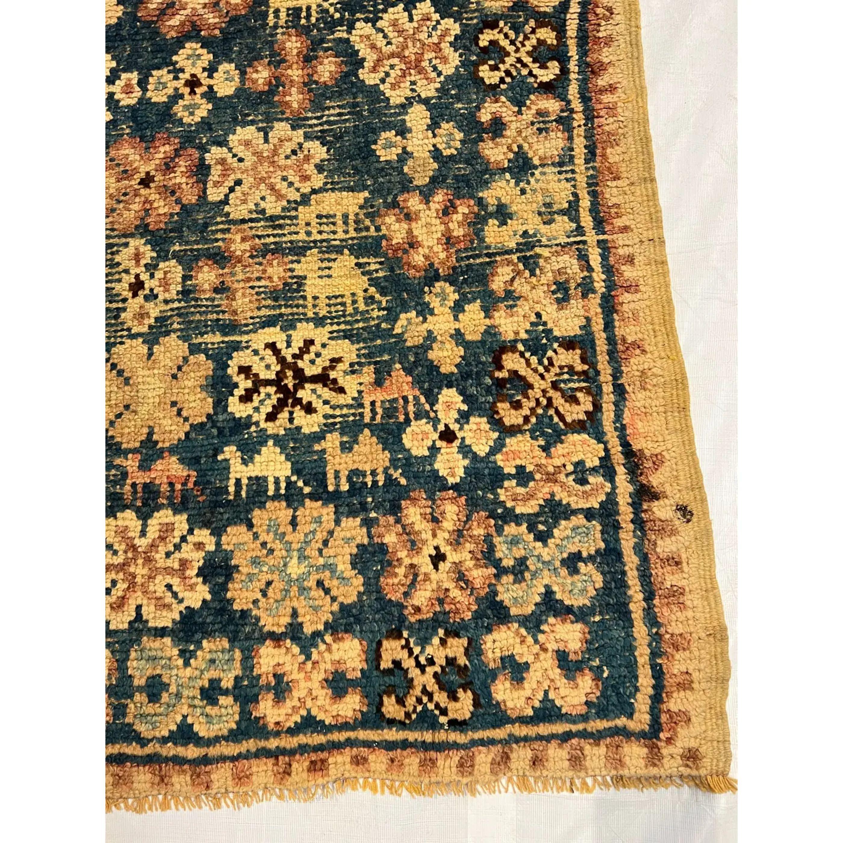 Turkish Late 19th Century Blue Oushak Rug For Sale