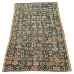 Blauer Oushak-Teppich aus dem späten 19.