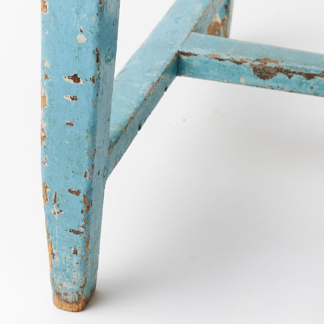 Table de ferme de la fin du 19e siècle peinte en bleu avec plateau en zinc en vente 7